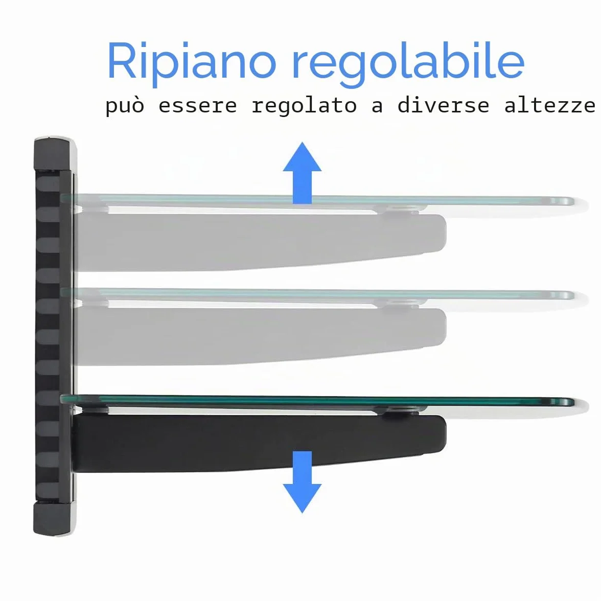 Suptek Supporto da Parete per Lettori DVD e Console TV con Ripiano in Vetro Nero CS201