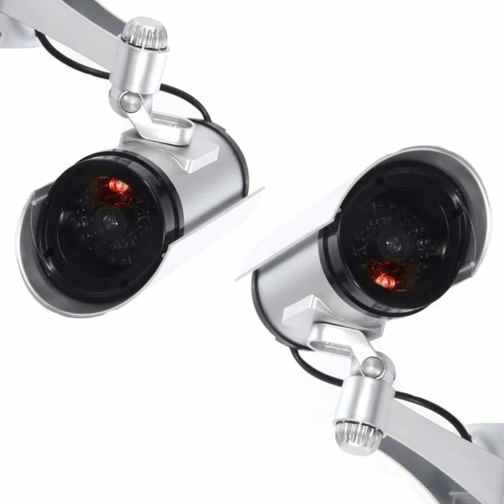 Telecamera di Sorveglianza Finta Esterno Interno LED Rossa Lampeggiante Design Realistico