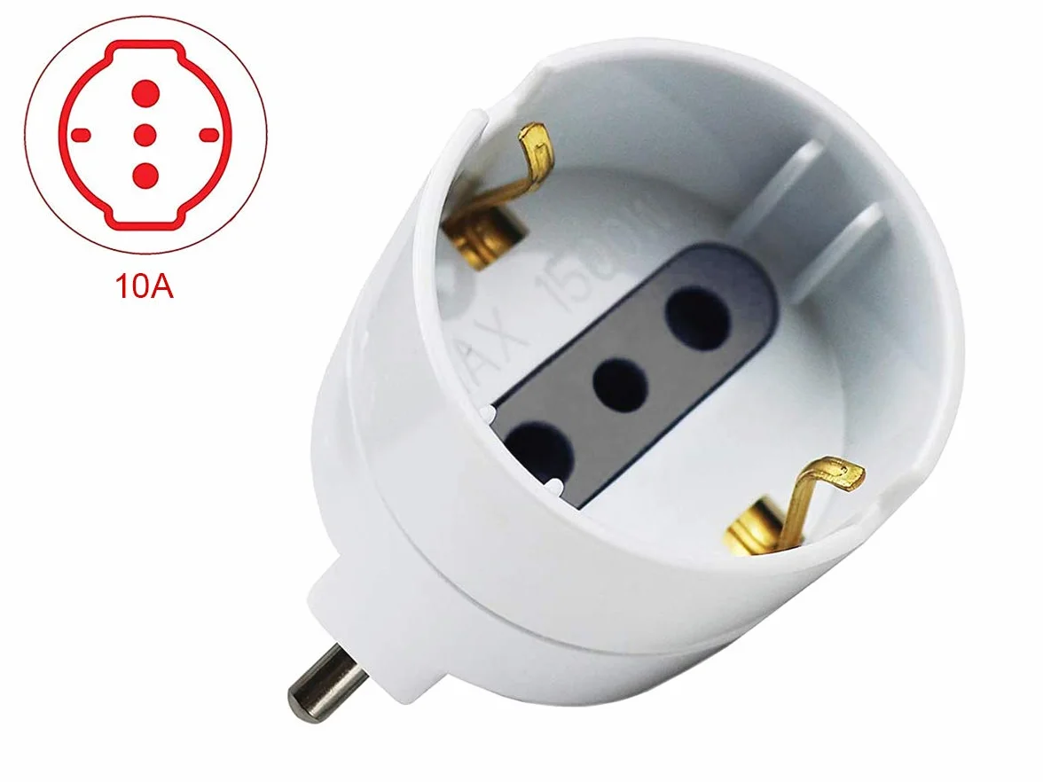 Adattatore Schuko 6 Pezzi, Spina Elettrica 1500W 250V 10A Bianco