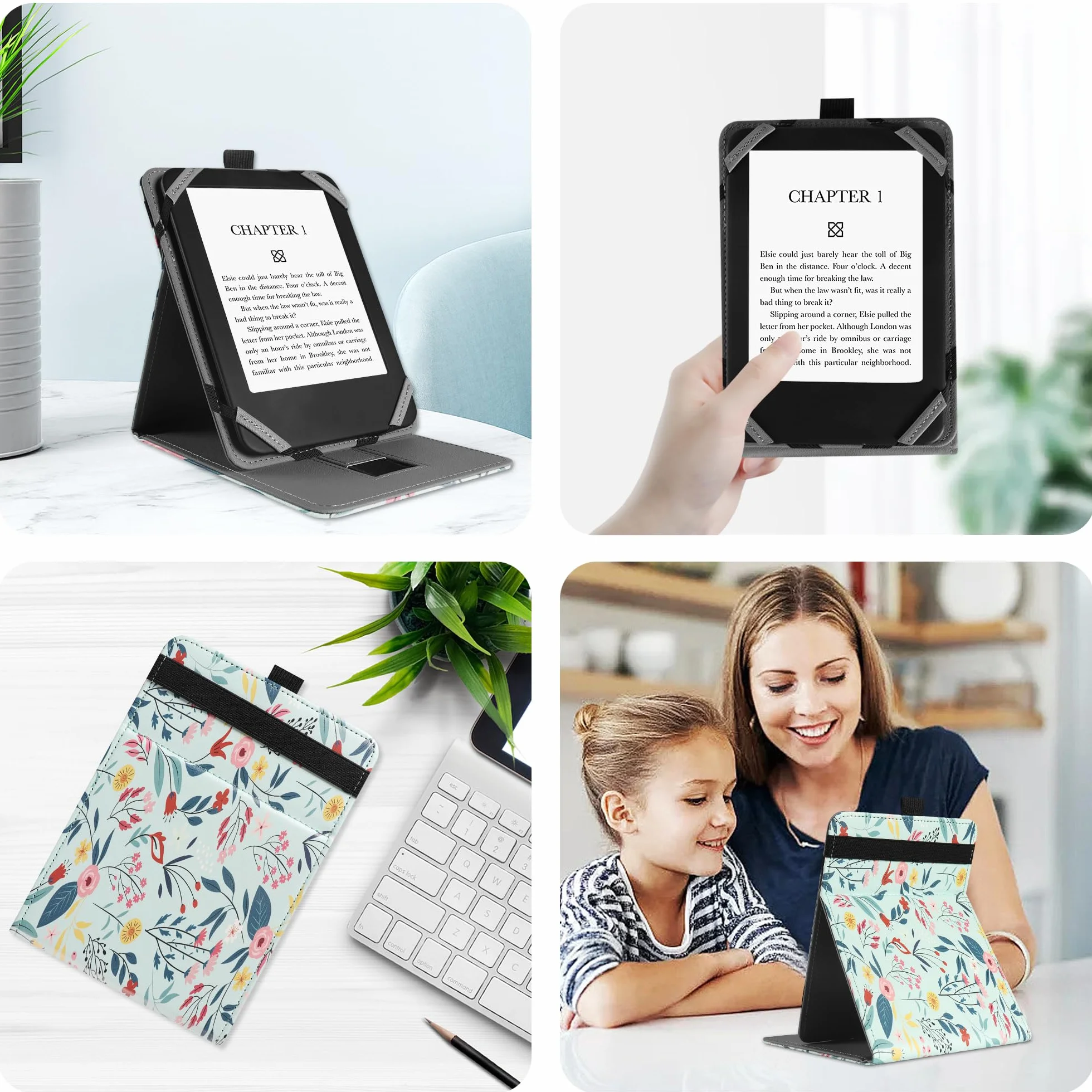 VOVIPO uniwersalna etui ochronna do Kindle Paperwhite Kobo czytnik 6 cali, Stand Folio z wieloma kątami widzenia