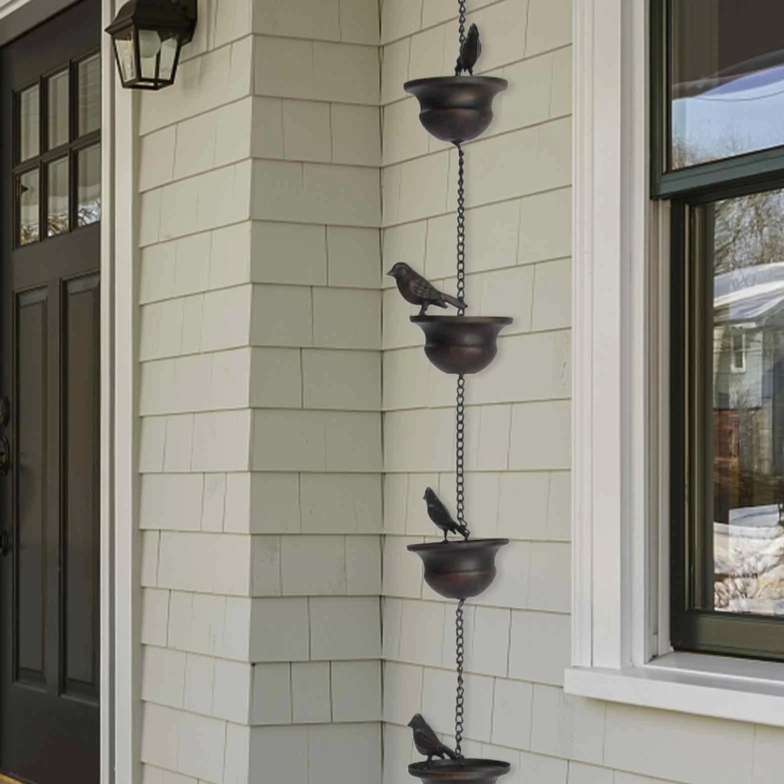 Catena per Acqua Piovana Antipioggia per Grondaie Esterni Raccolta Acqua con Vaso Decorazione Giardino