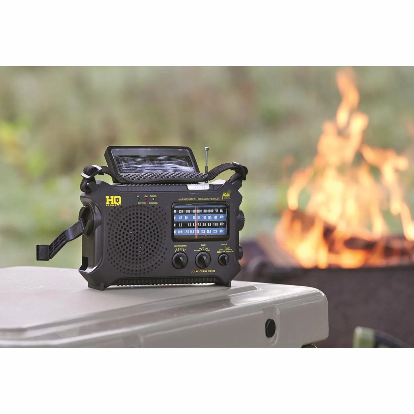 Dinamo Emergenza Radio Manovella Solare Portatile AM FM NOAA Allarme Meteo Onde Corte Torcia Verde Oliva