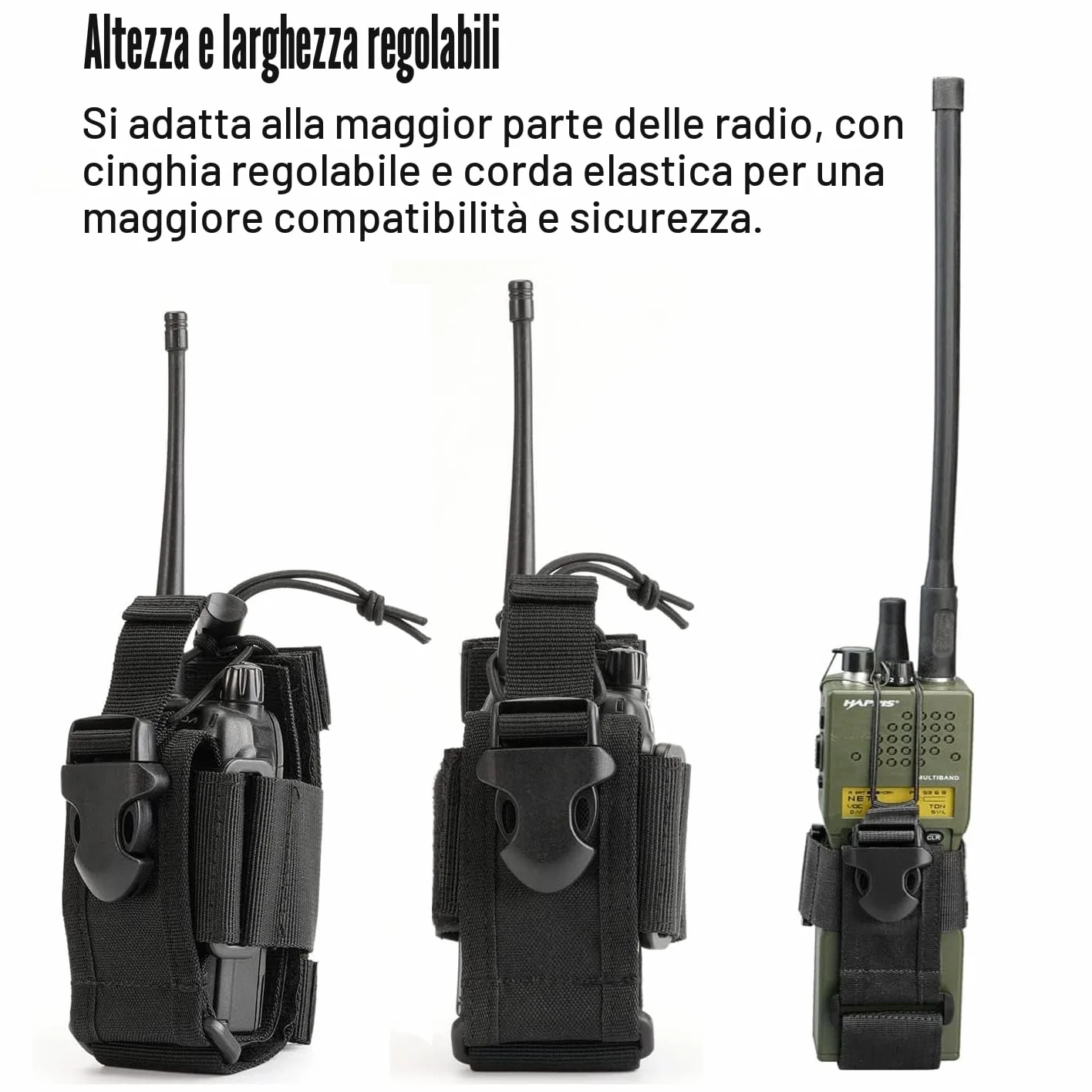 Molle Tactical Radio Pouch Holster, Adjustable Waist Belt for Walkie Talkie, Police Military Radio Holder