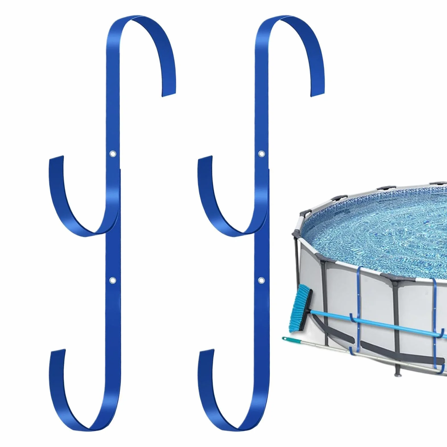 Generico Gancio per Piscina,Portaganci Resistente - 2 Pezzi Ganci Porta Attrezzi Piscina Per Tubo,Adatto A Skimmer Rastrello Spazzola Aspirapolvere Esterno Giardino Parete