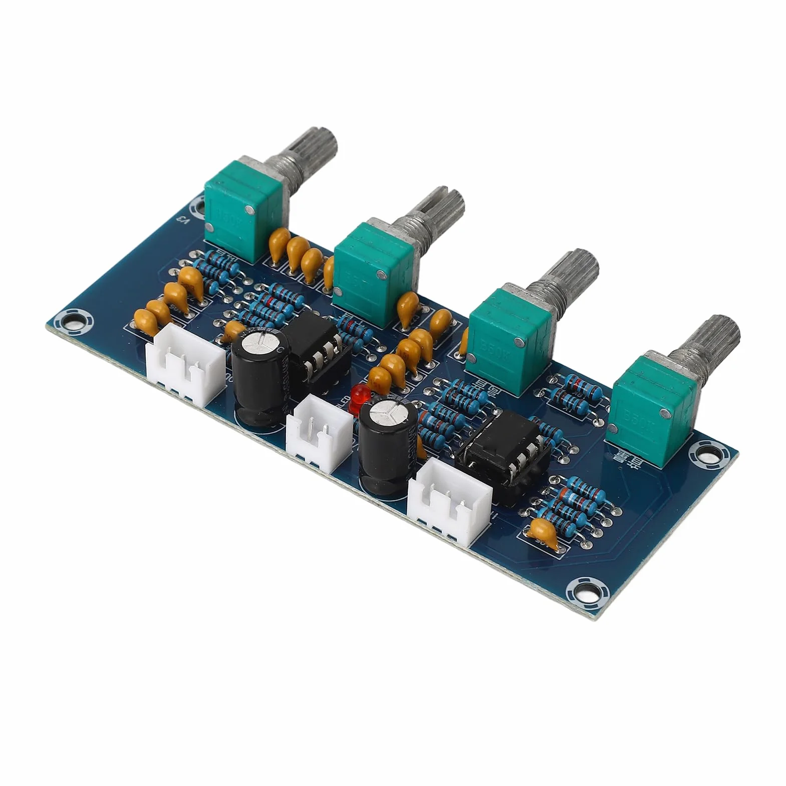 Preamplificatore a Doppio Canale NE5532 Regolazione Bassi Medio-Alti DC 12V-24V