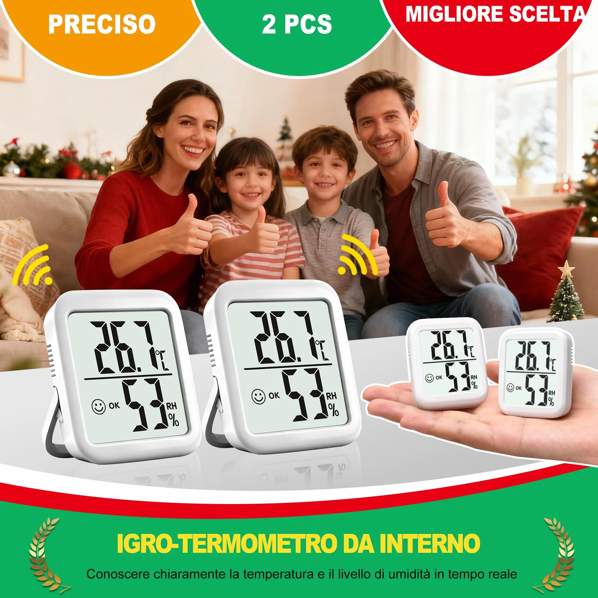 Termometro Ambiente Interno Igrometro Digitale 2 pezzi Monitor Temperatura Umidità per Casa Terrario Incubatrice Serra