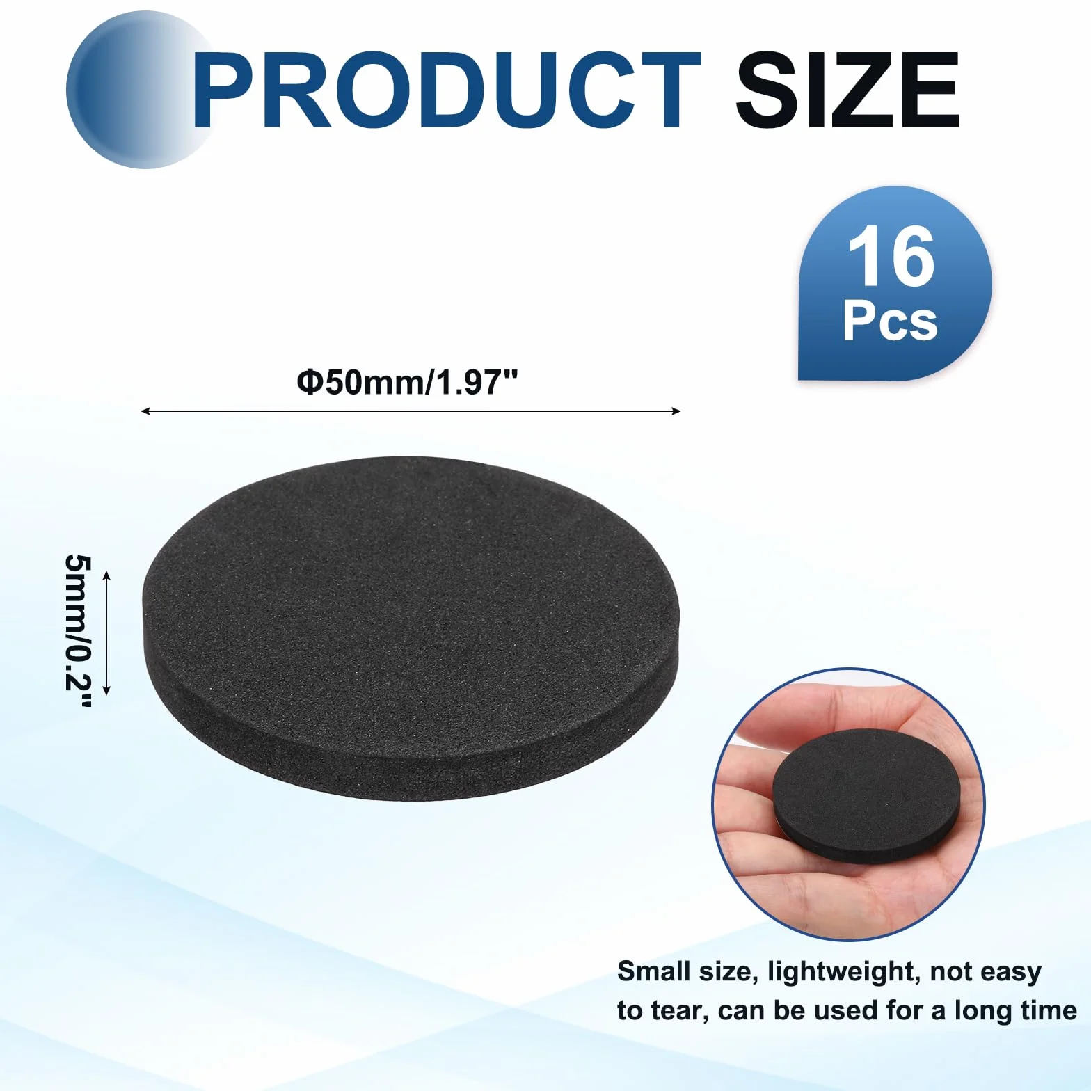 QUARKZMAN 16 Pezzi Piedini Isolanti per Altoparlanti 50mmx5mm Base Antiscivolo Schiuma Assorbimento Urto Nero