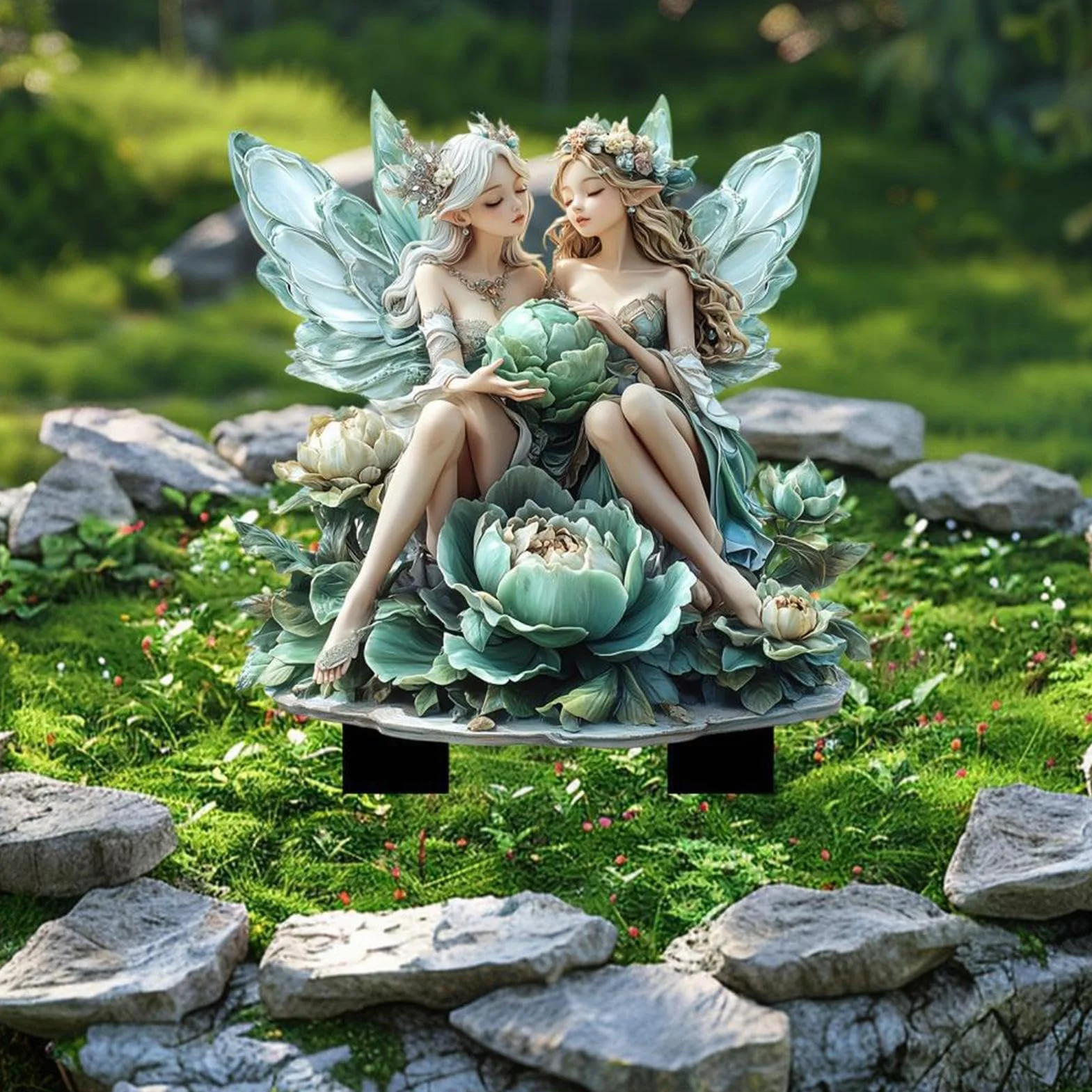 Ornamento da giardino in resina a forma di fatina, statuetta da giardino delle fate, in resina resistente alle intemperie e disegni stravaganti per decorazione esterna, ideale per