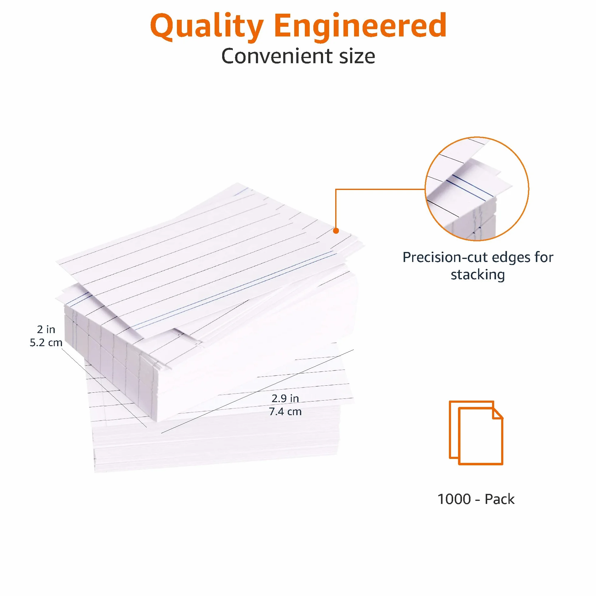 Amazon Basics Schede a righe formato A8 7,4 cm x 5,2 cm bianco confezione da 1000