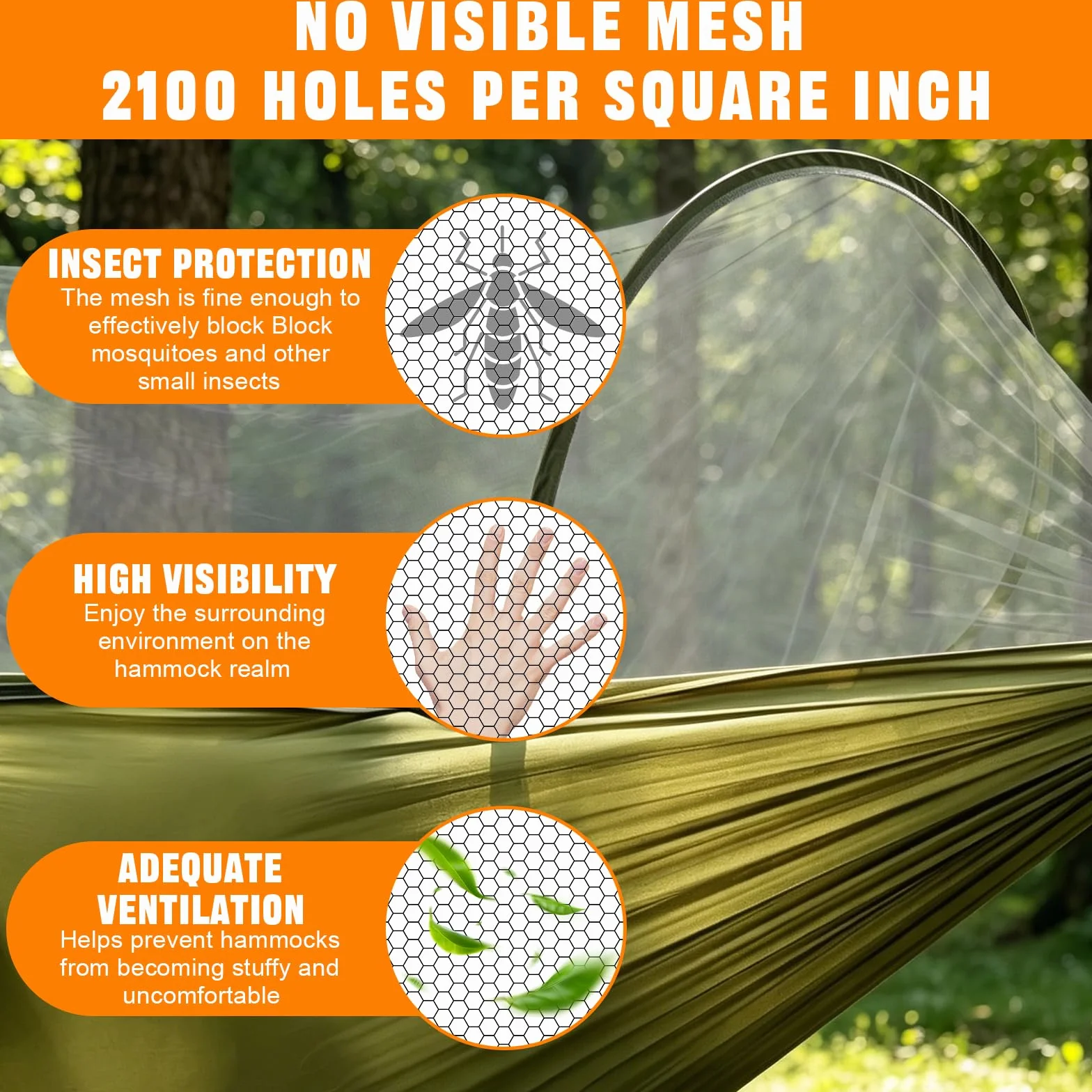 Amaca da Campeggio con Zanzariera 270x140cm Ultraleggera Nylon Capacità 300kg Portatile con Borsa