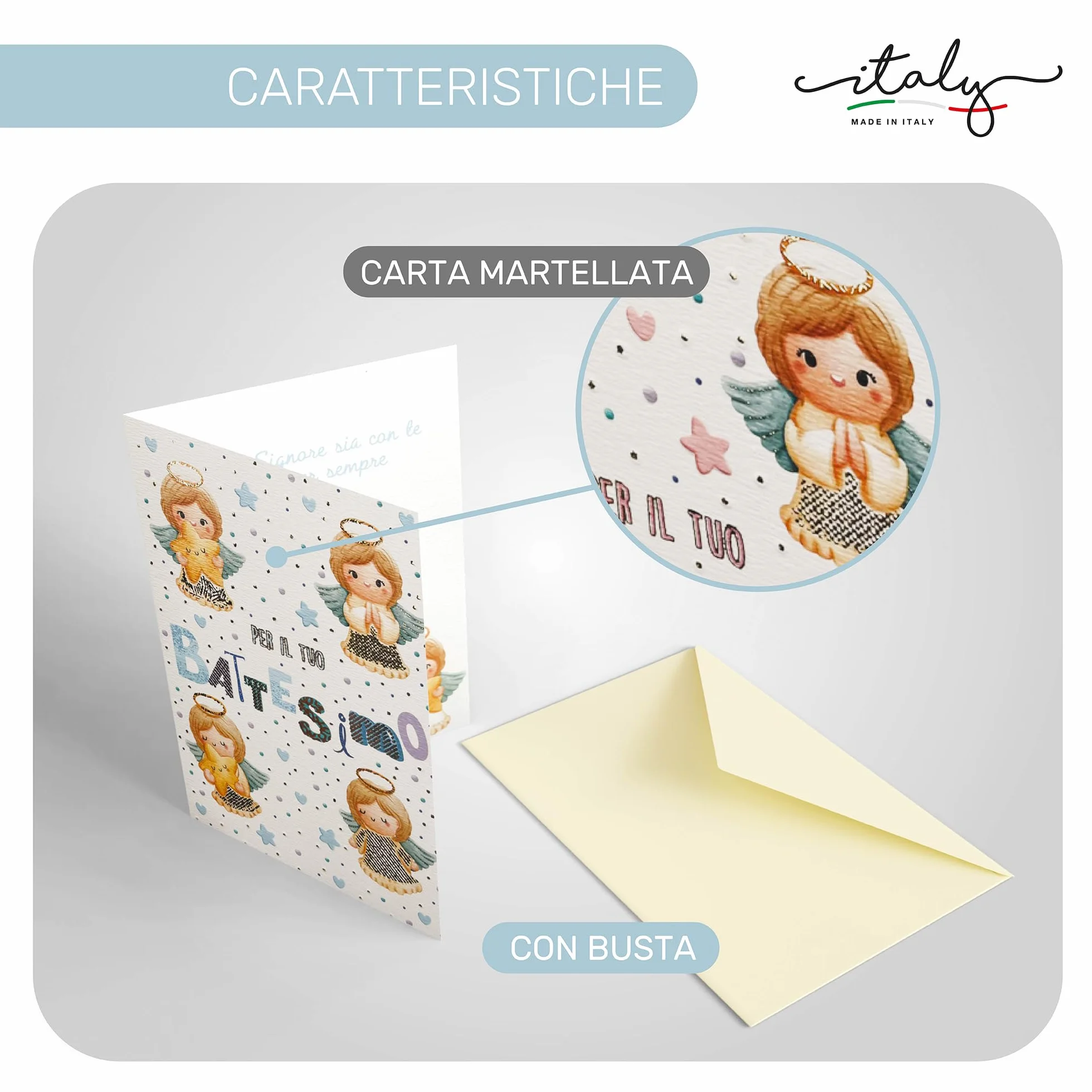 ICE TOYS Biglietto Auguri Battesimo 17 x 12 cm Rosa Angeli