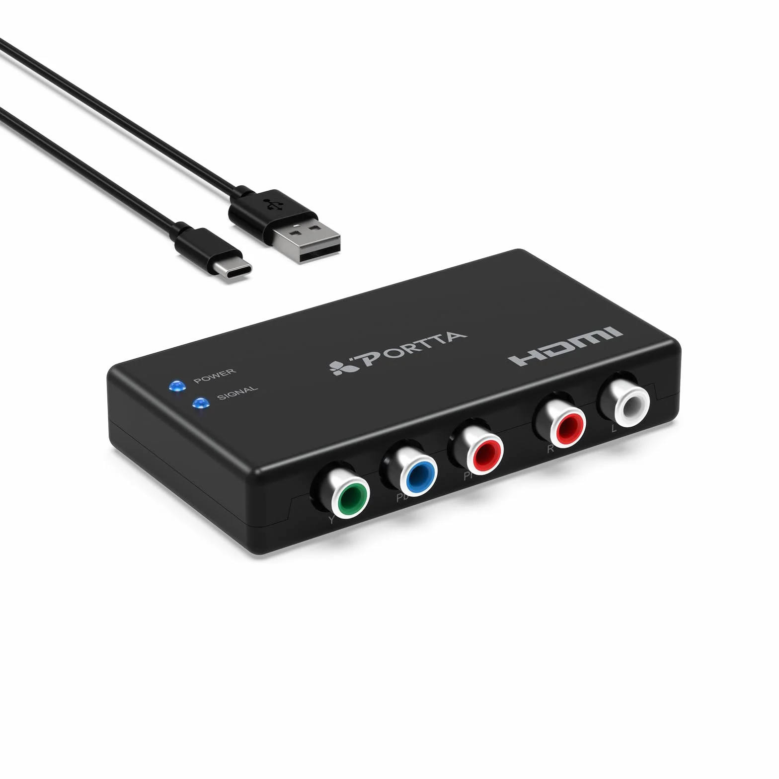PORTTA Convertitore da componente a HDMI, adattatore YPbPr a HDMI, 1080p 60Hz, compatibile PS2 PS3 Xbox 360