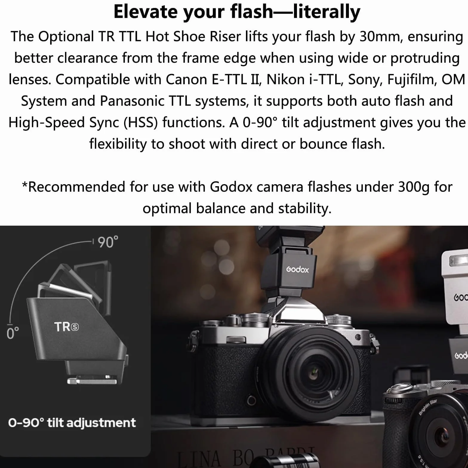 Godox iT20 F Flash TTL per Fujifilm, Mini Flash con Filtri Magnetici, Riciclo 1,5s, Compatibile X100VI GFX100RF XS20 XS10 XT30 II XT5 XM5 GFX50, Nero