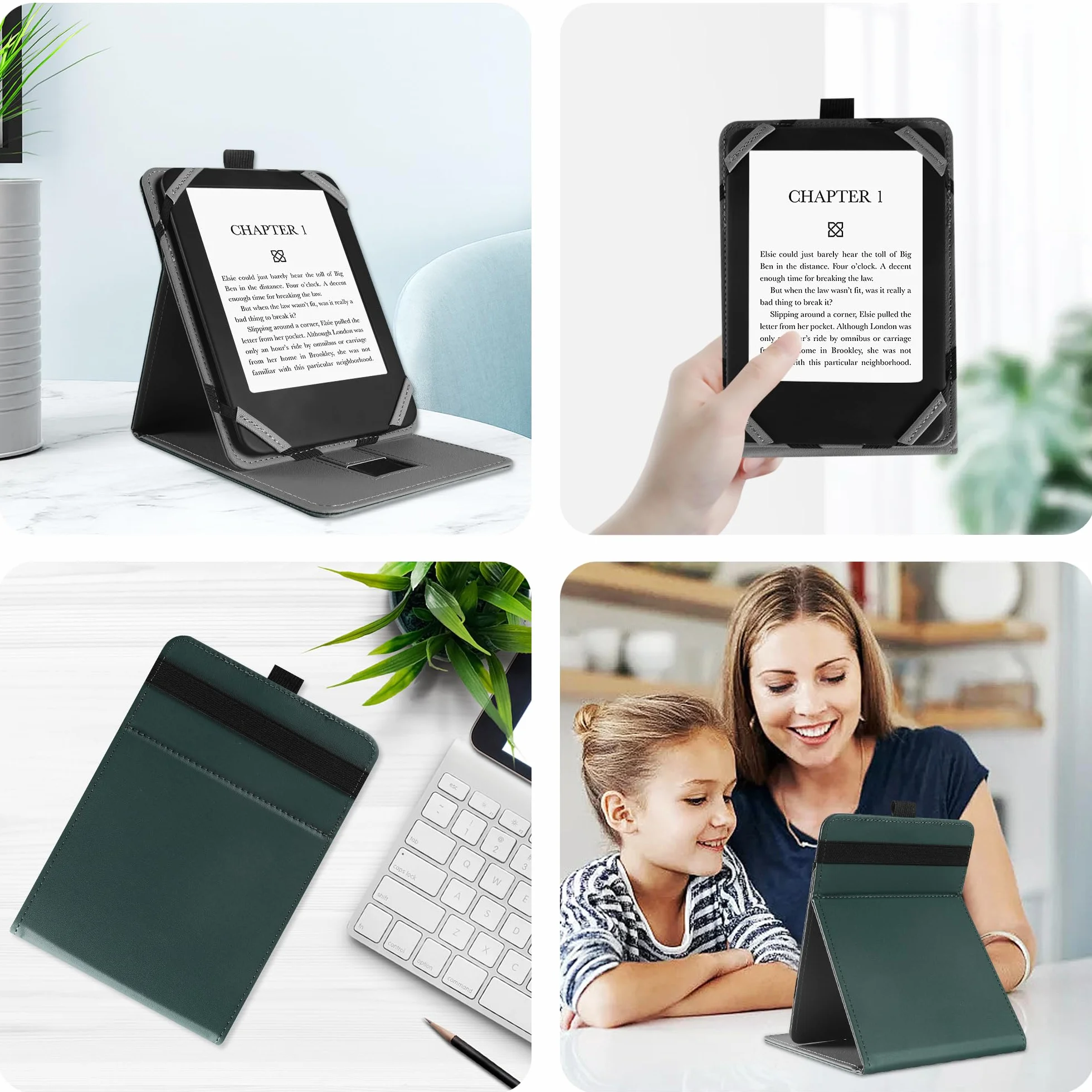 VOVIPO Custodia universale per 6 6.8 7 pollici Kindle Paperwhite/Colorsoft eReaders, Stand Cover con cinturino compatibile con Kindle/Kobo/Tolino/Pocketbook/Sony - Menta