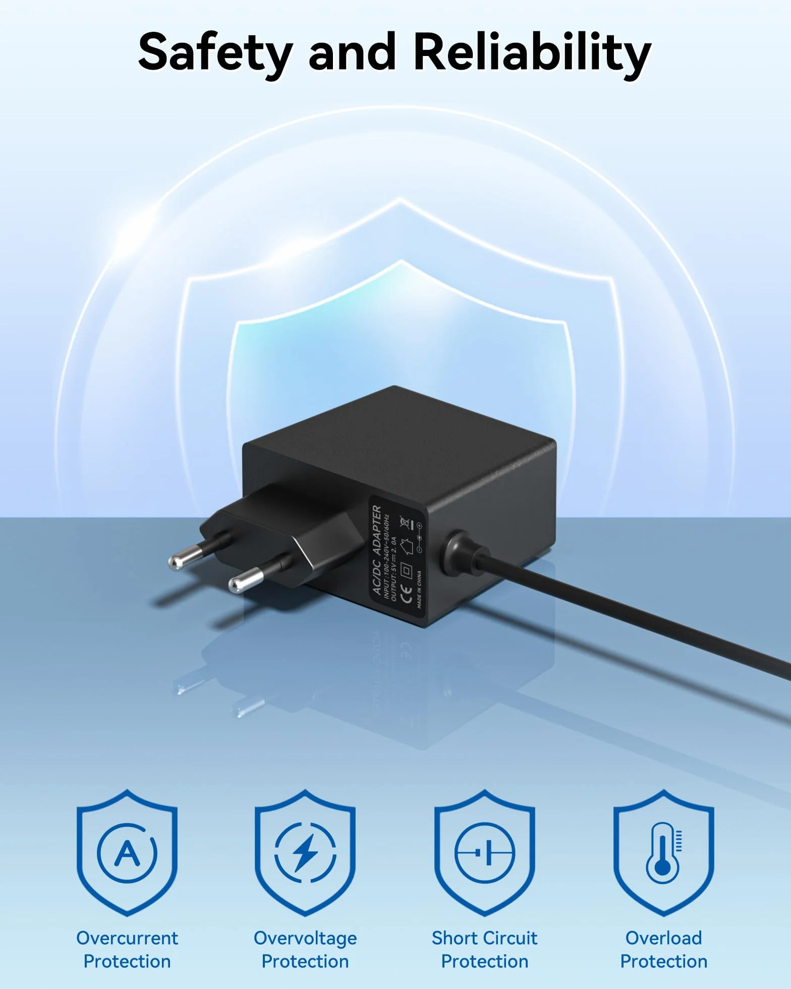 Alimentatore 5V 2A compatibile con T85W T87W T73U T73W T74U T77U T74W T54W per telefono IP serie T
