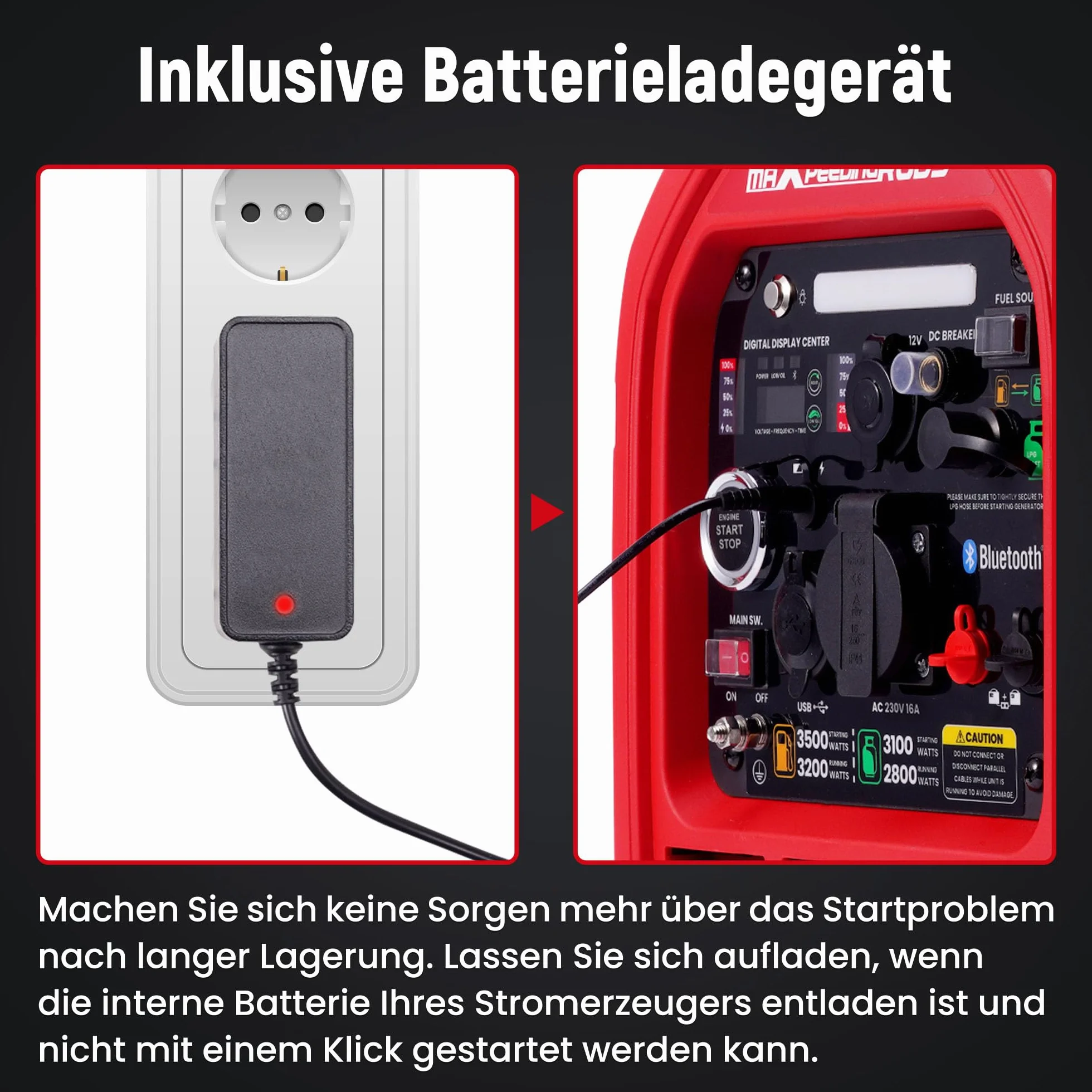 maXpeedingrods Generatore di Corrente Silenziato GPL e Benzina 3500W Inverter con App Bluetooth® Telecomando Portatile 4 Tempi Generatore Emergenza per all'Aperto Campeggio Partito Cantiere Garage