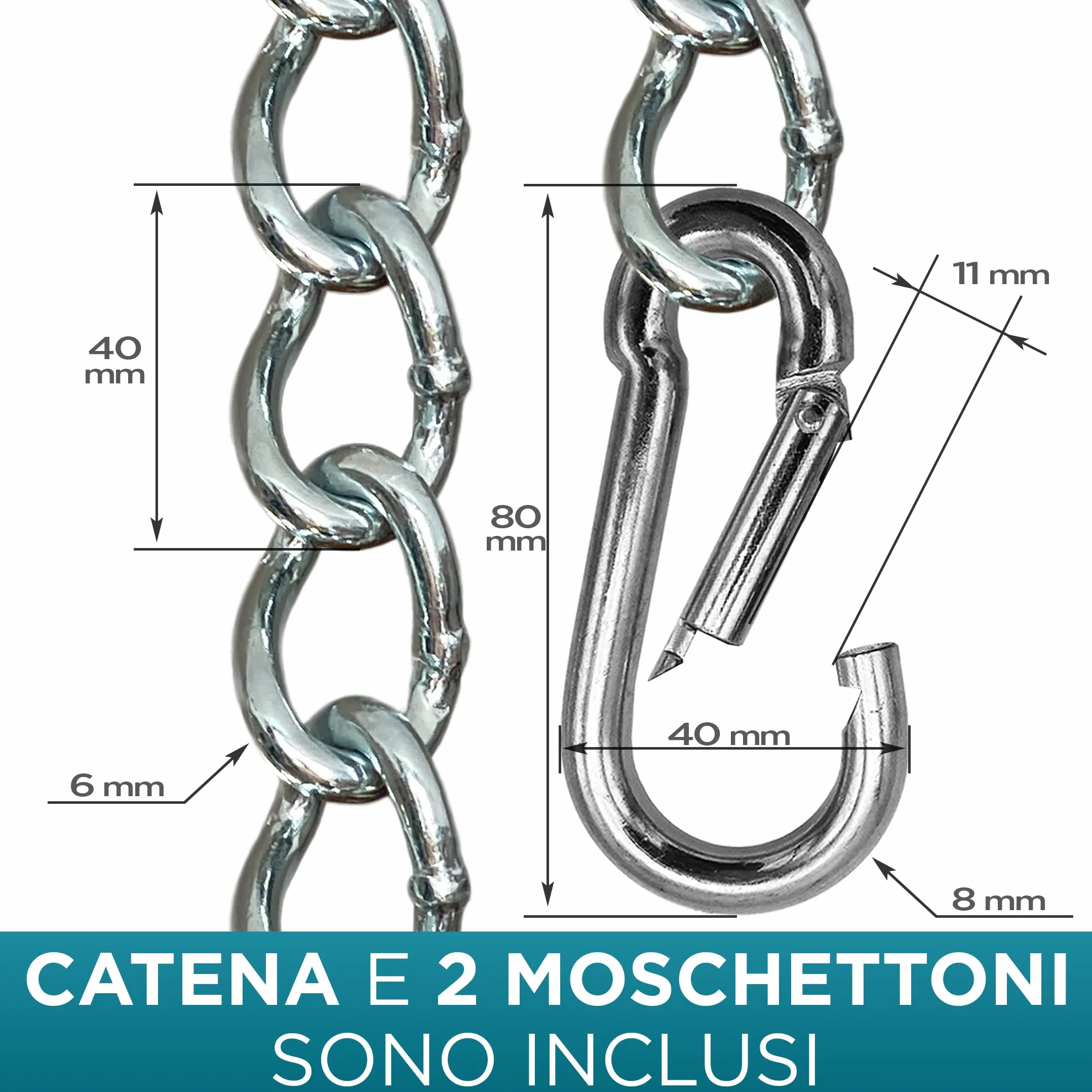 KLIFFHÄNGER Catena di Sospensione con Due Moschettoni per Sedie Sospese e Amache 50 cm