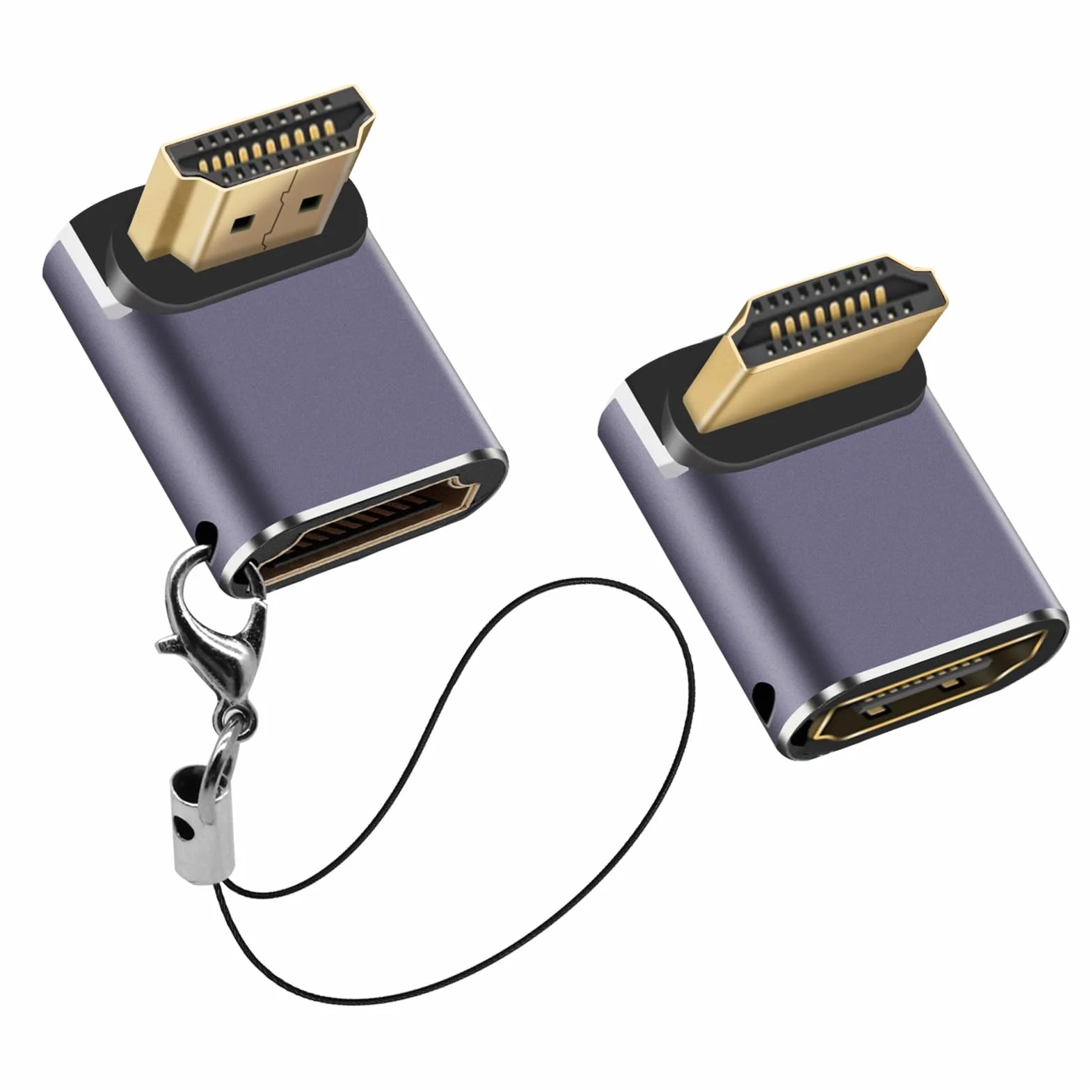 Adattatore HDMI 90 gradi 48 Gbps 8K @60Hz 4K @120Hz maschio a femmina con display LED 2 pezzi
