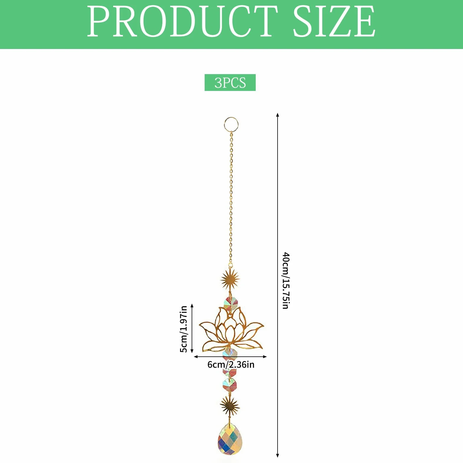 Acchiappasole in Cristallo,3 Pezzi Crystal Suncatcher,Appendere Vetro Acchiappa Sole,Fiore di Loto,Pendenti Prismi Cristallo,Pendenti Suncatcher Decorazione,per Giardino,Casa,Interno ed Esterno