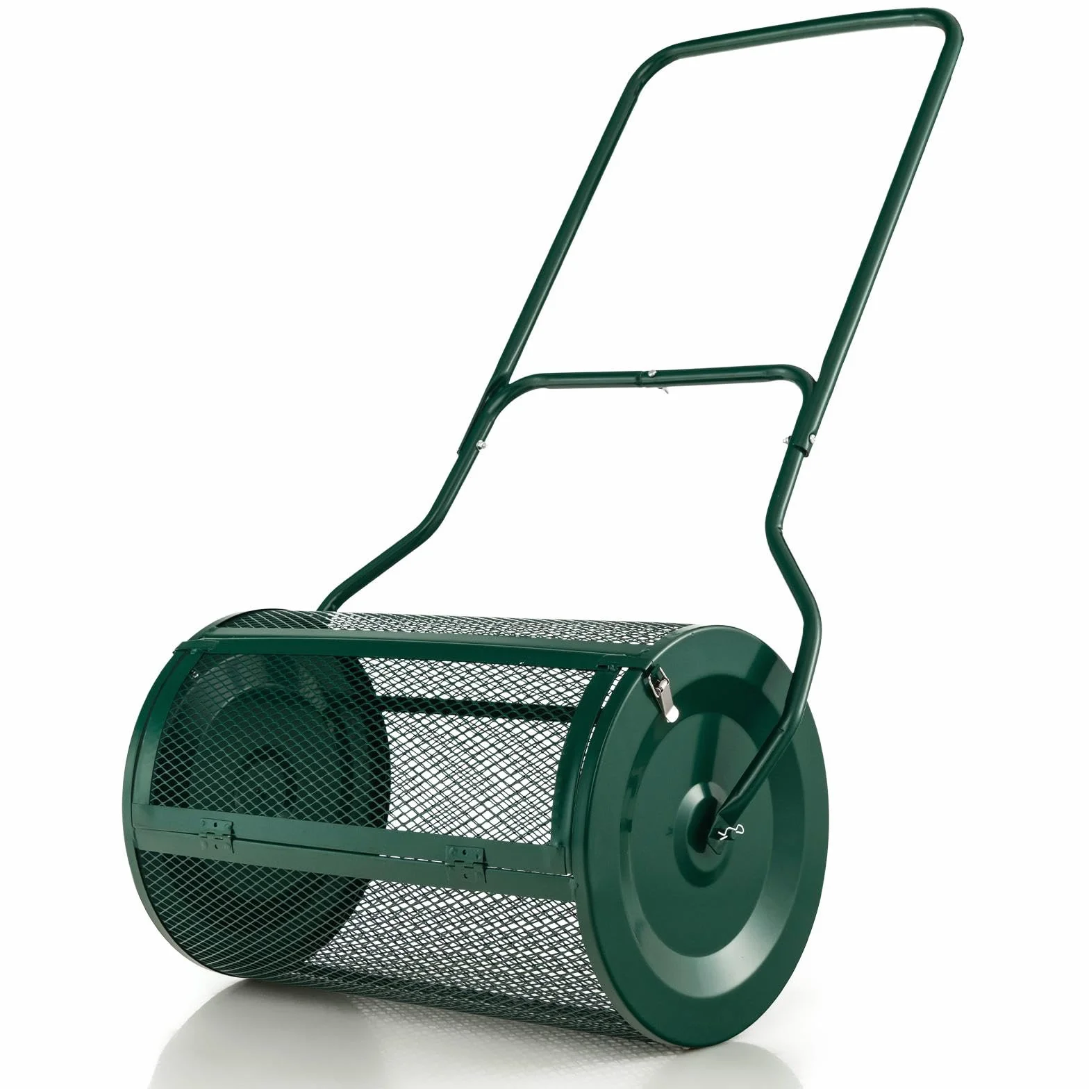 SOARS Rullo Spargiconcime Prato da 80L, Spargiconcime a Rullo Ø39 x 68 cm con Manico e Cestello in Rete Metallica, Spargiterriccio da Giardino per Concimazione e Semina (Verde)