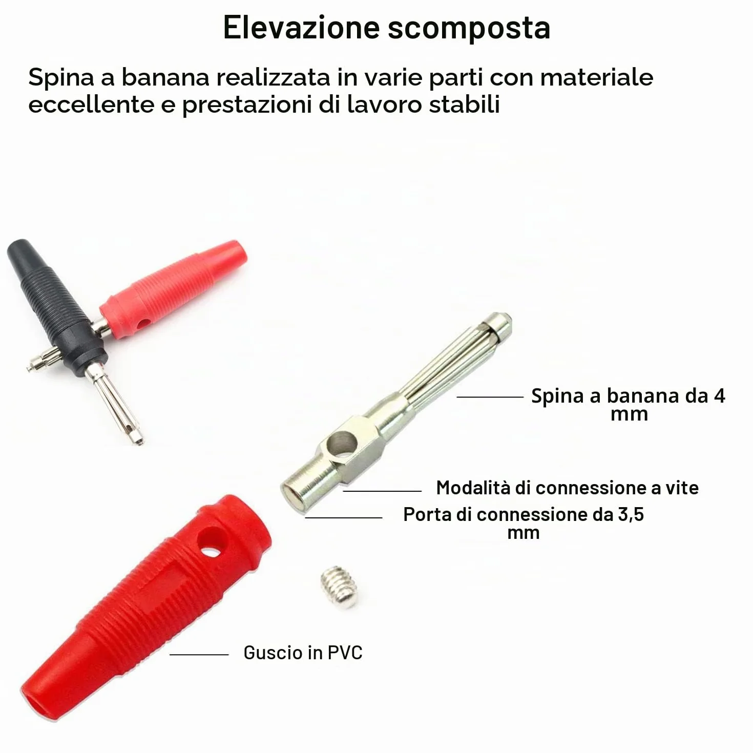 RUNCCI-YUN 10 pz Spina a Banana 4 mm, Connettore per Cavo Audio Altoparlante Nero Rosso