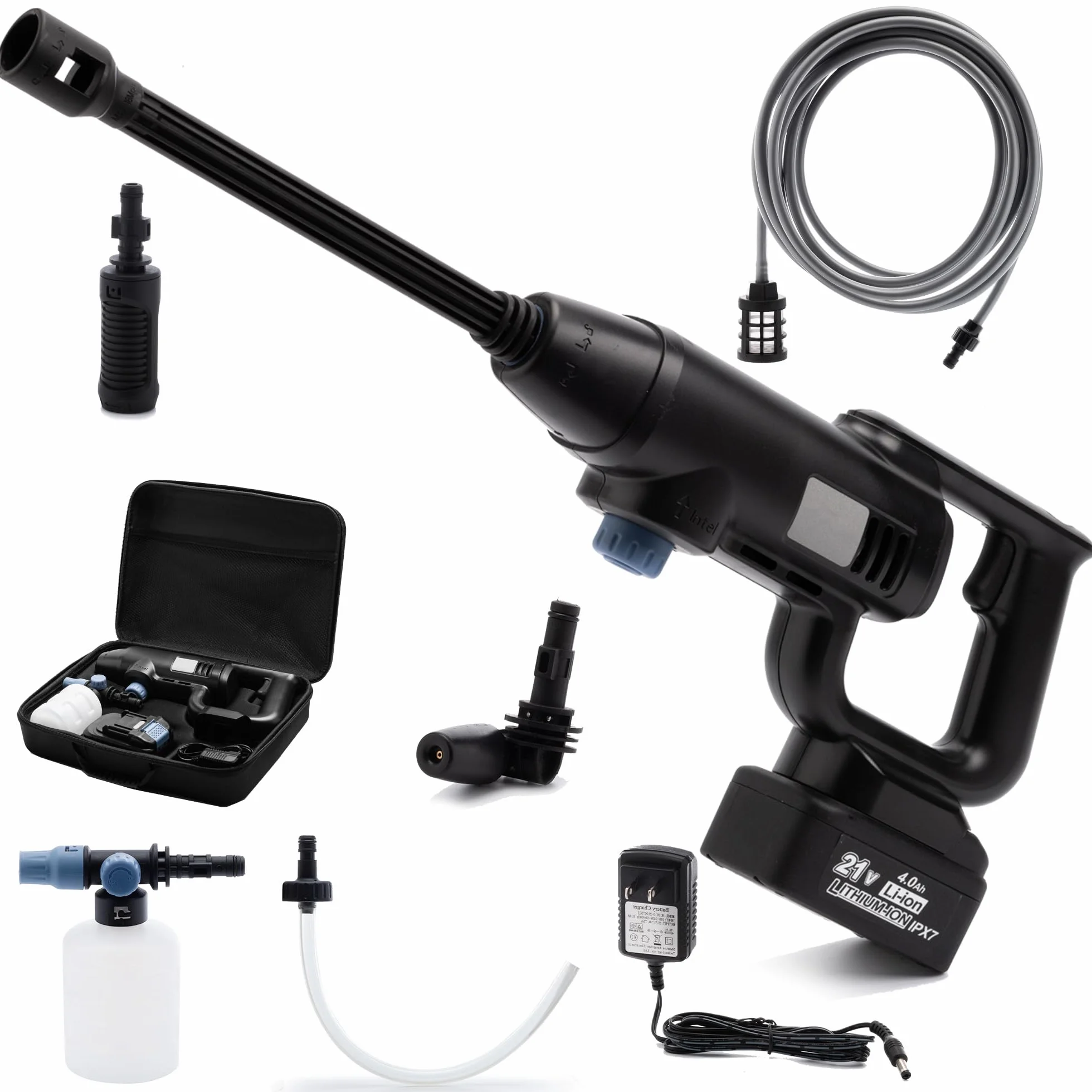 Idropulitrice a Batteria Portatile 1087PSI: Senza Filo con Batteria da 4.0Ah - Bocchetta regolabile a 3 livelli per una pulizia esterna versatile di auto/terrazze/giardini e vialetti