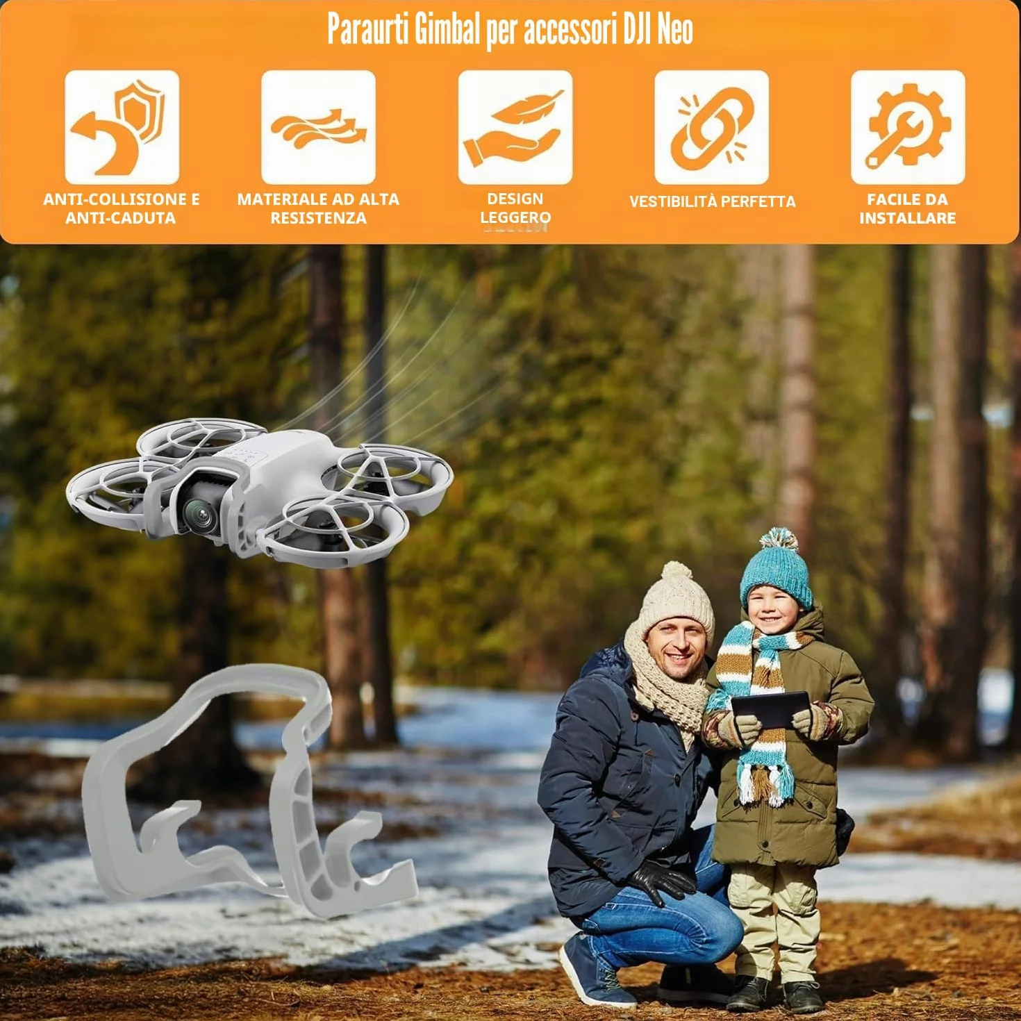Protezione Gimbal DJI NEO, Paraurti Antigraffio Anti-Collisione per Droni