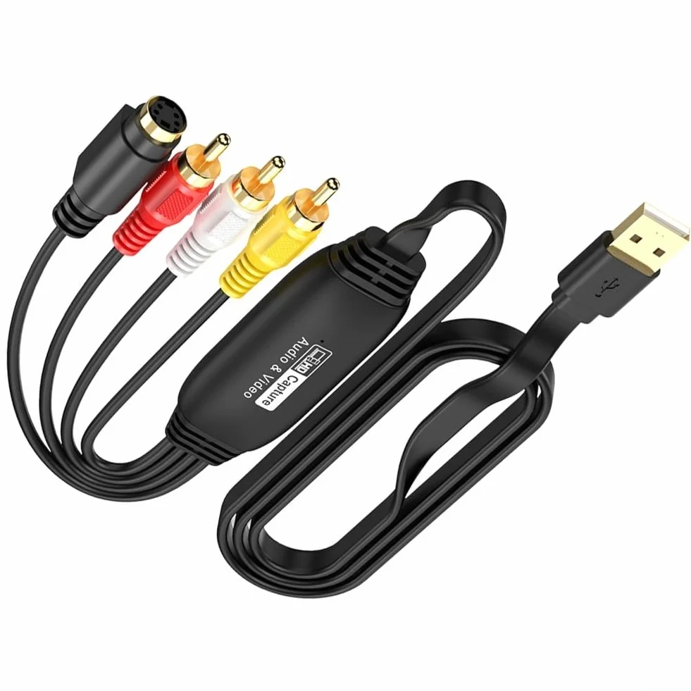 Scheda di acquisizione video USB CVBS convertitore digitale per videoregistratore VHS 720P S-Video USB 2.0 adattatore nero cavo 1m