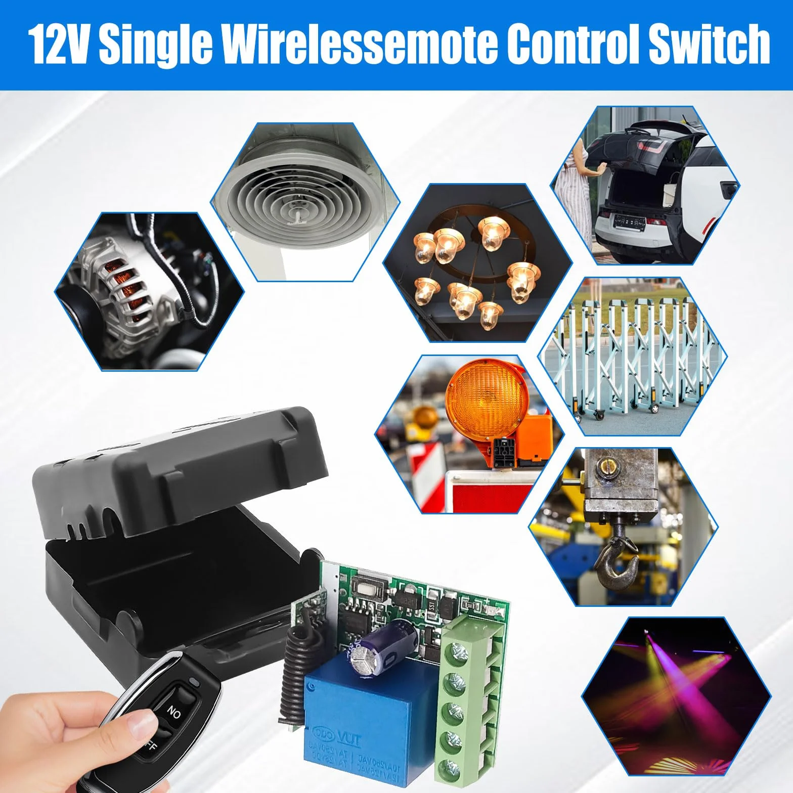 433 MHz Interruttore di controllo remoto senza fili DC 12V 1CH RF modulo ricevitore relè con trasmettitore lungo raggio per apriporta garage