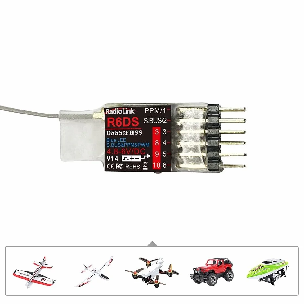 Radiolink R6DS 2.4GHz Ricevitore RC 6/10 canali SBUS/PWM/PPM per droni aereo fisso Wing