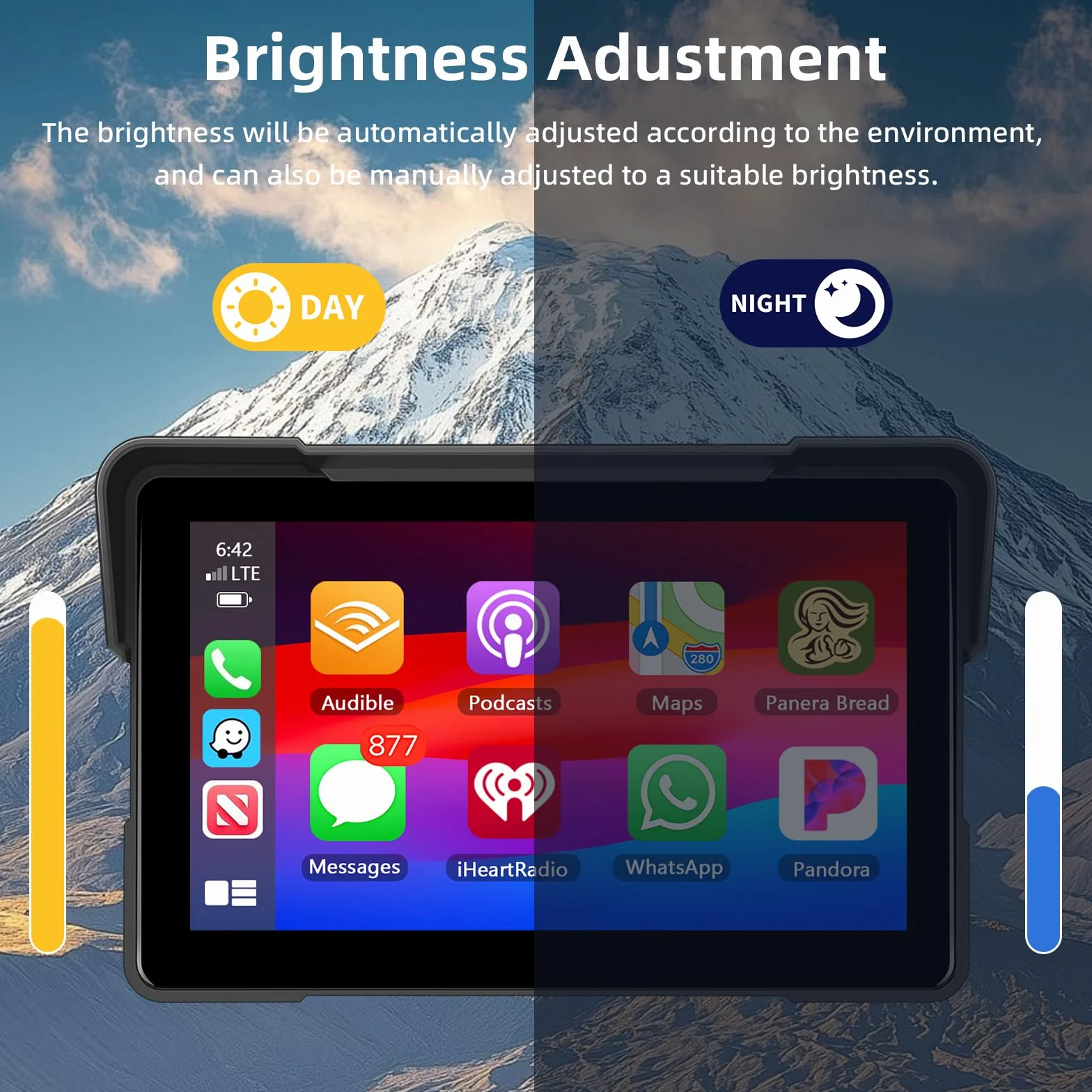 Schermo Carplay Moto Senza Fili 7 Pollici Impermeabile Touchscreen Doppio Bluetooth Navigazione GPS Android Auto +64G Card