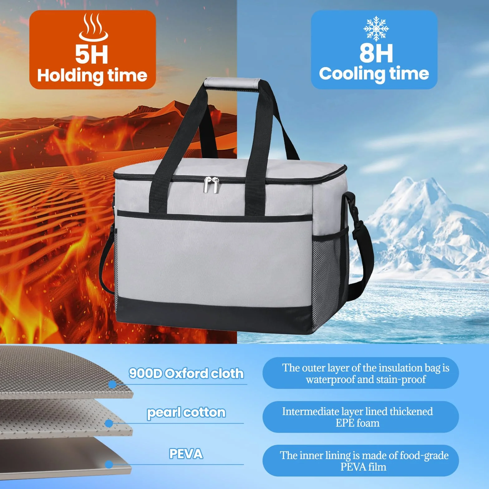 Borsa termica pieghevole 35 l 60 can per picnic campeggio viaggi