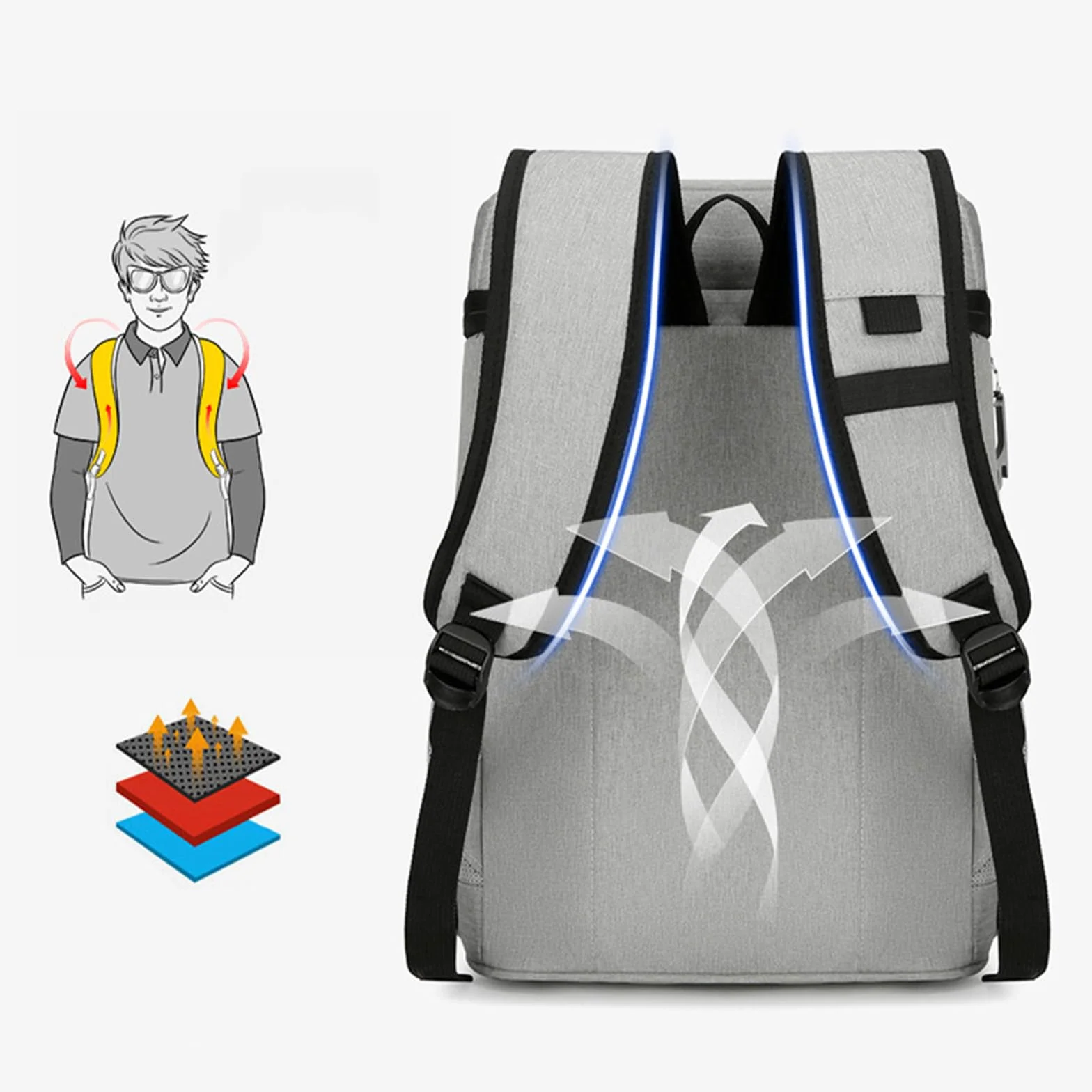Zaino termico termico da 30 l, grande capacità, per picnic, picnic, spiaggia, campeggio, colore nero