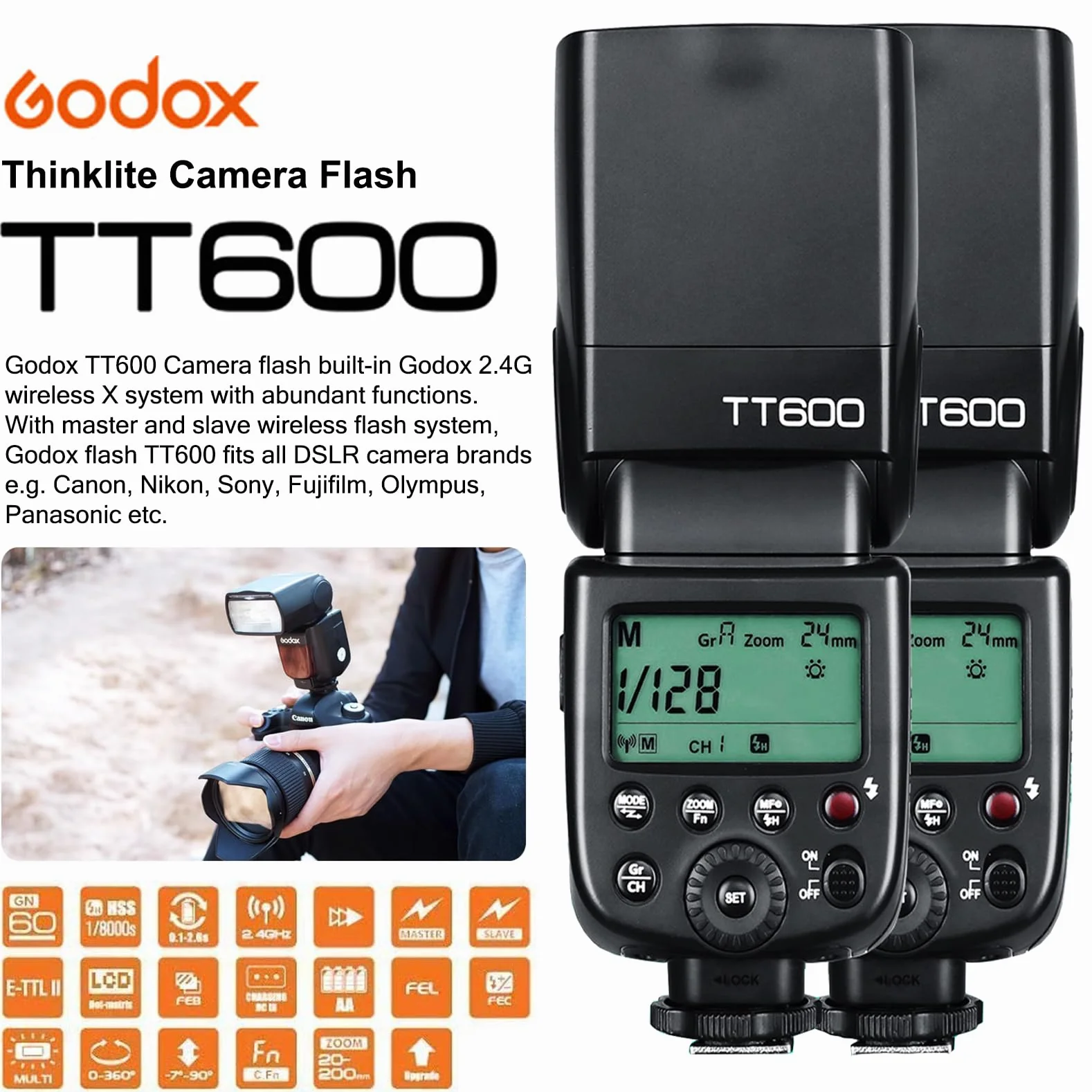 Godox TT600 Flash Speedlite do Aparatu