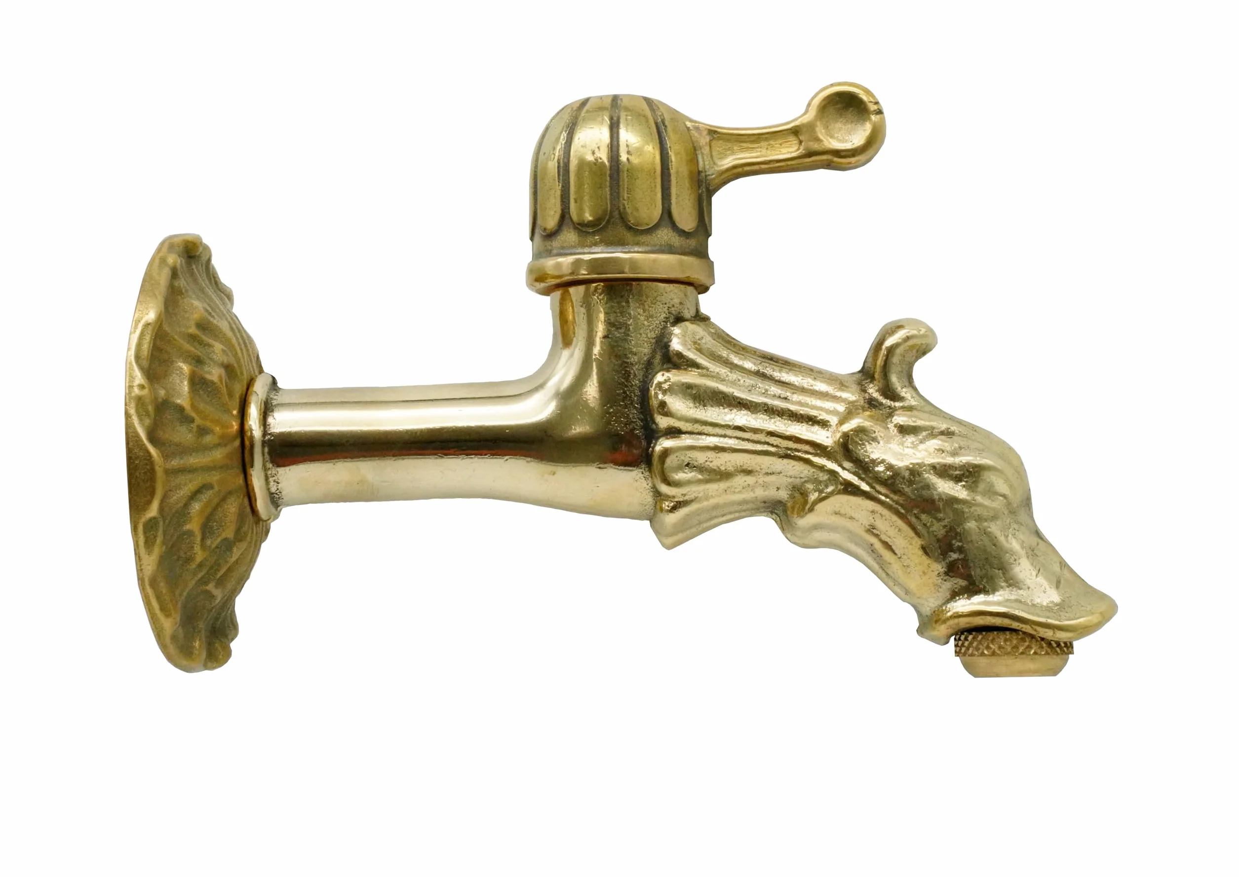 L'ARTISTICA F.LLI PERINCIOLI | Rubinetto Artistico a Passo Rapido con Rosone Grande e Portagomma Attacco 1/2" M, Rubinetto in Ottone per Fontane a Colonna o Muro, 103x150mm