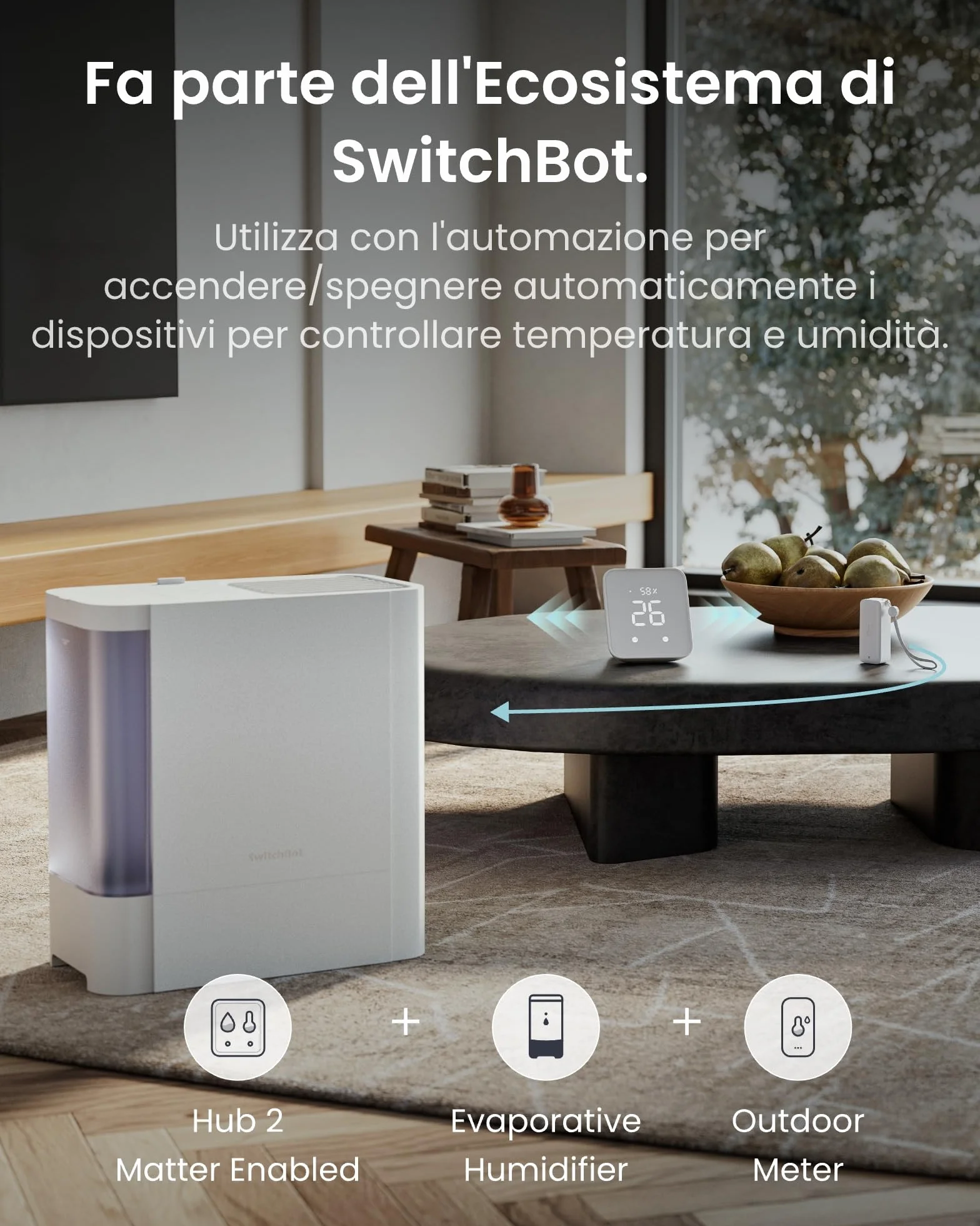 SwitchBot Termometro e igrometro WiFi 3 pezzi con hub mini Matter IP65 interno esterno senza fili