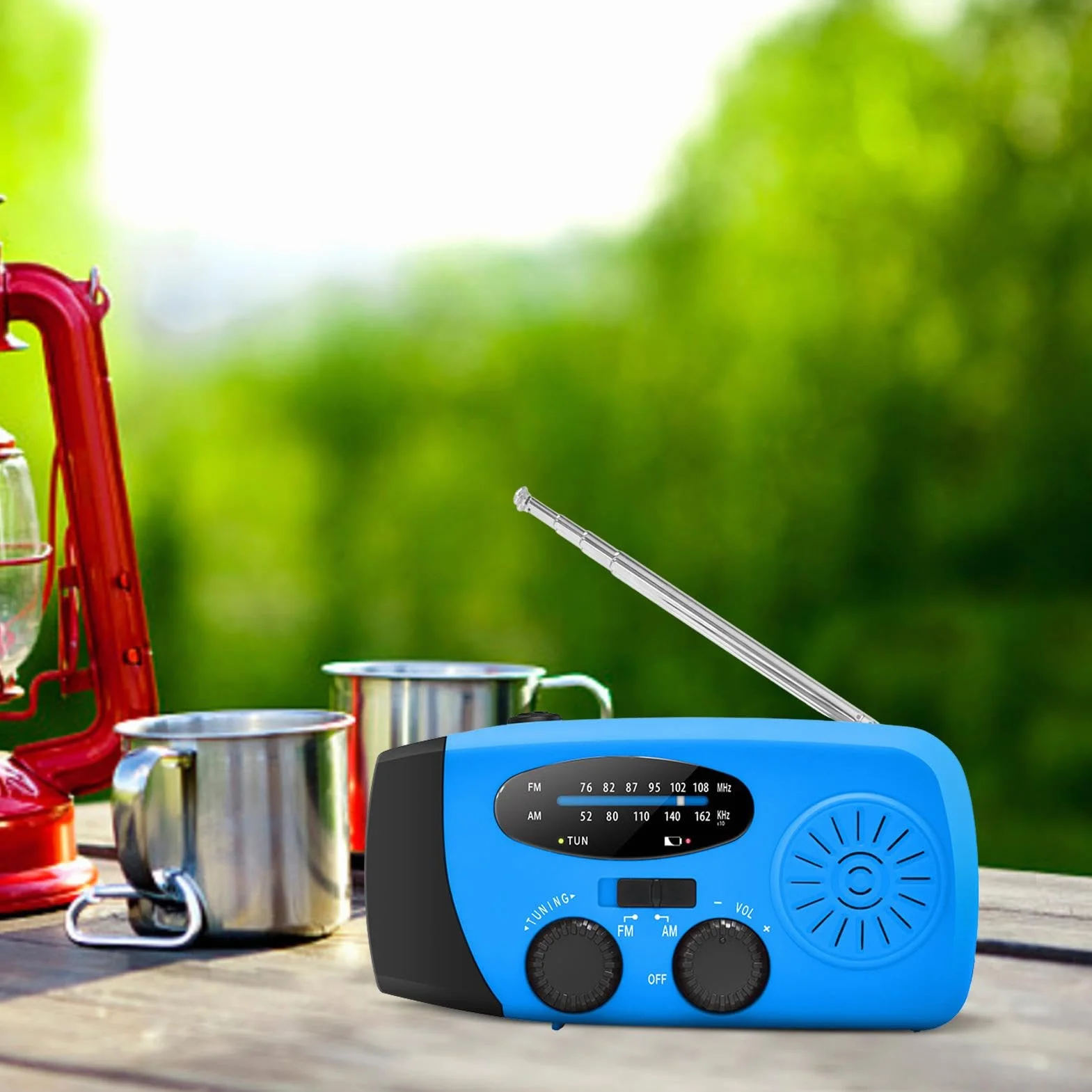 Radio meteorologica di emergenza solare a manovella AM/FM con batteria 2000 mAh e torcia LED