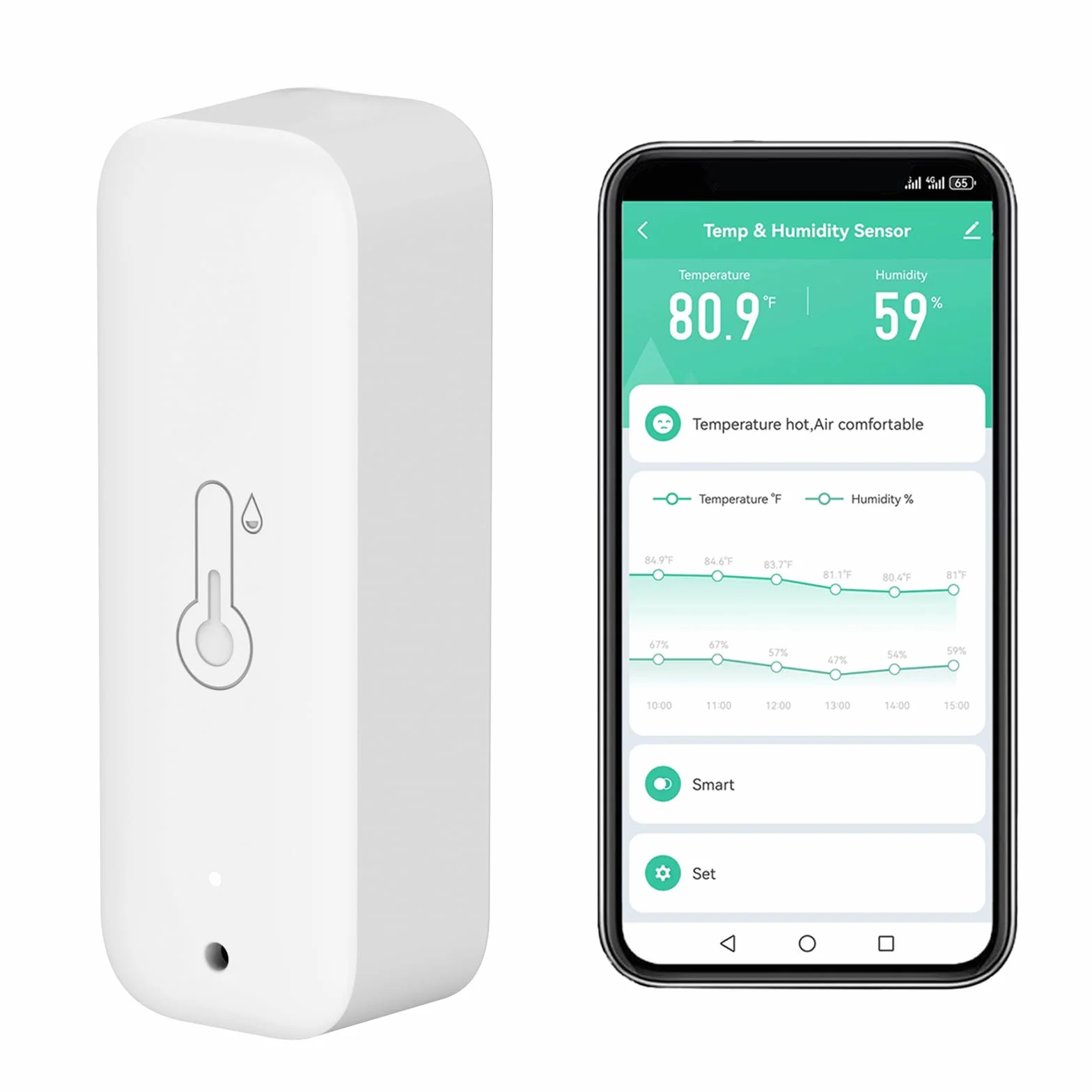 Termometro Hygrometro WiFi Smart Temperatura Umidità Monitoraggio App Remota Sensore Interno Compatibile Alexa