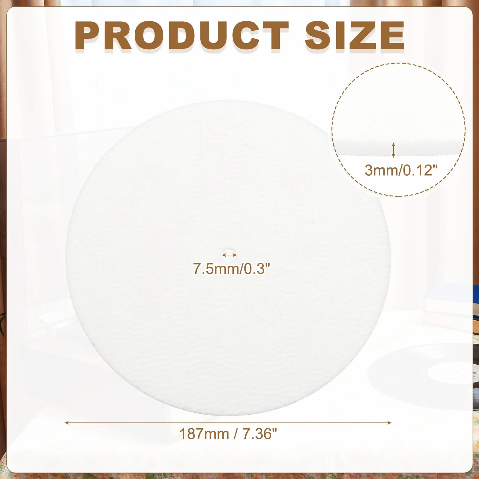 QUARKZMAN Tappetino Per Giradischi 7'' Feltro Antivibrazione Bianco