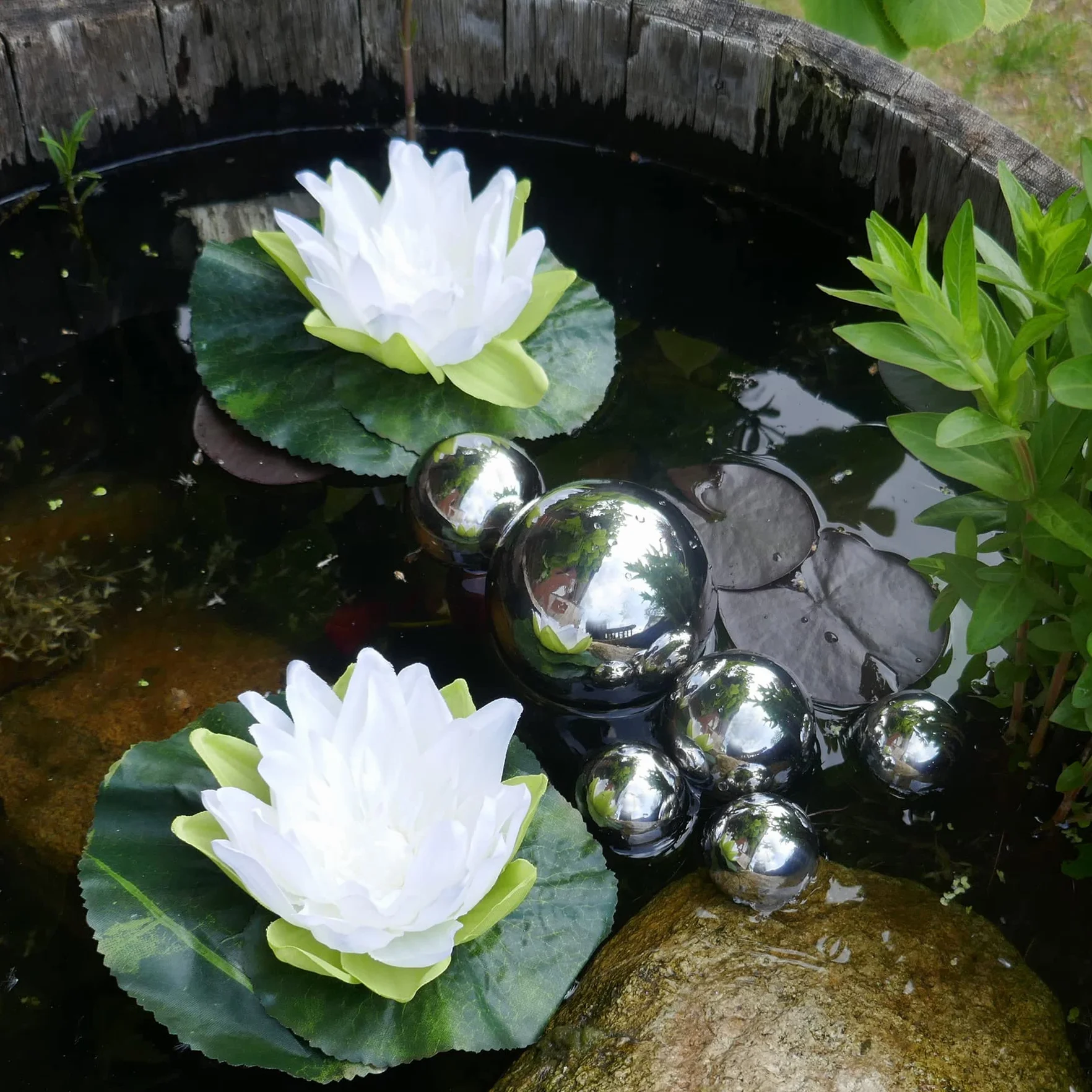Palline decorative per laghetto, in acciaio inox, per decorazioni da giardino