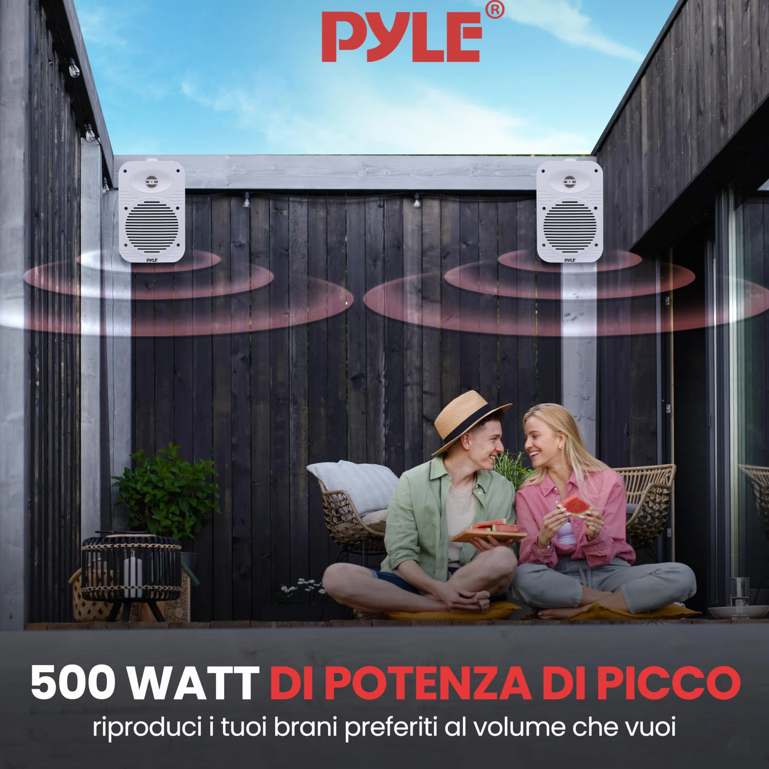 Pyle Altoparlanti 500 Watt 2 Vie Impermeabili 13 cm con Tweeter 1,3 cm Bianco