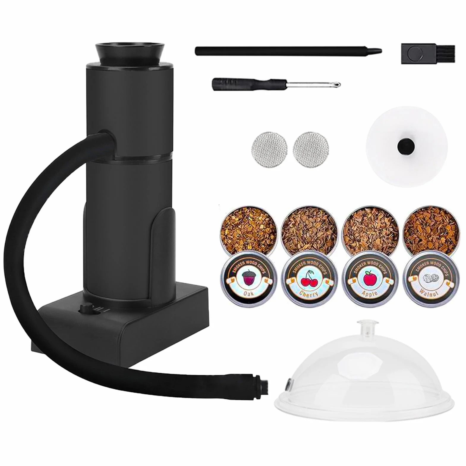 Affumicatore da Cucina, Food Smoking Gun con coperchio a cupola e 4 trucioli di legno, infusore di fumo freddo per cocktail, barbecue, bevande, formaggio, bistecche sous vide