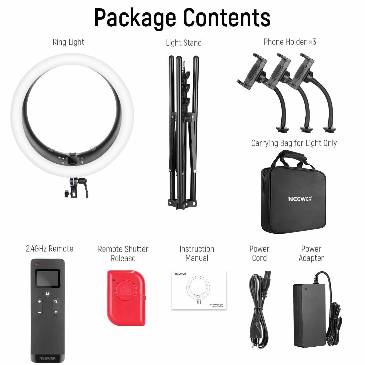 NEEWER Ring Light RP19H 19" 42W CRI97+ 2540lux, Stativo e Portatelefono, Controllo 2.4G Touch, Illuminazione Streaming Zoom