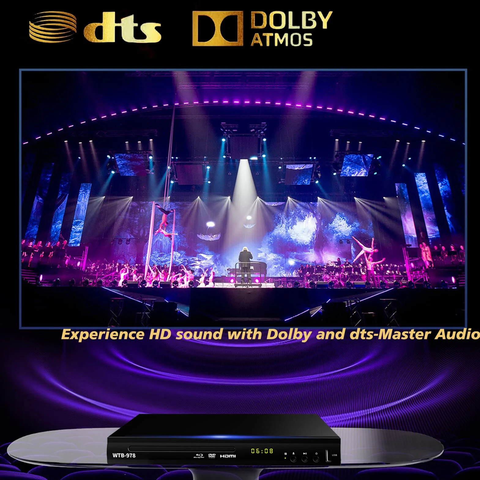 Lettore DVD Blu-ray Full HD 1080P Dolby Audio HDMI AV Coassiale Regione B/2