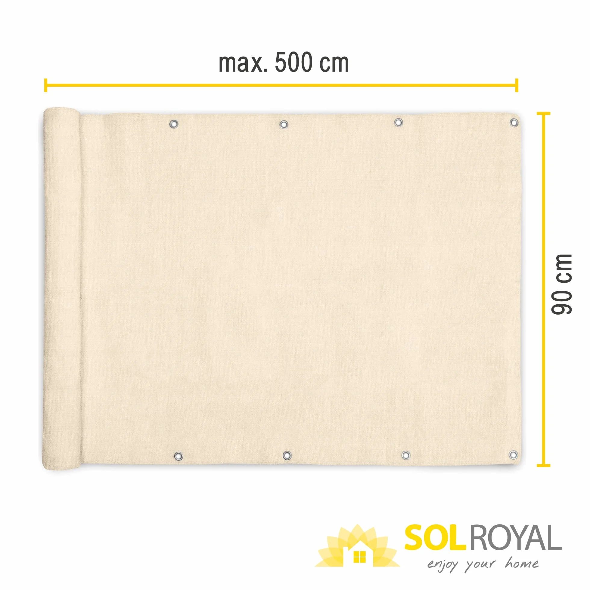 Sol Royal Frangivista e Telo frangivento per balconi SolVision HB2 90x500 cm Isolante - con Occhielli - Avorio