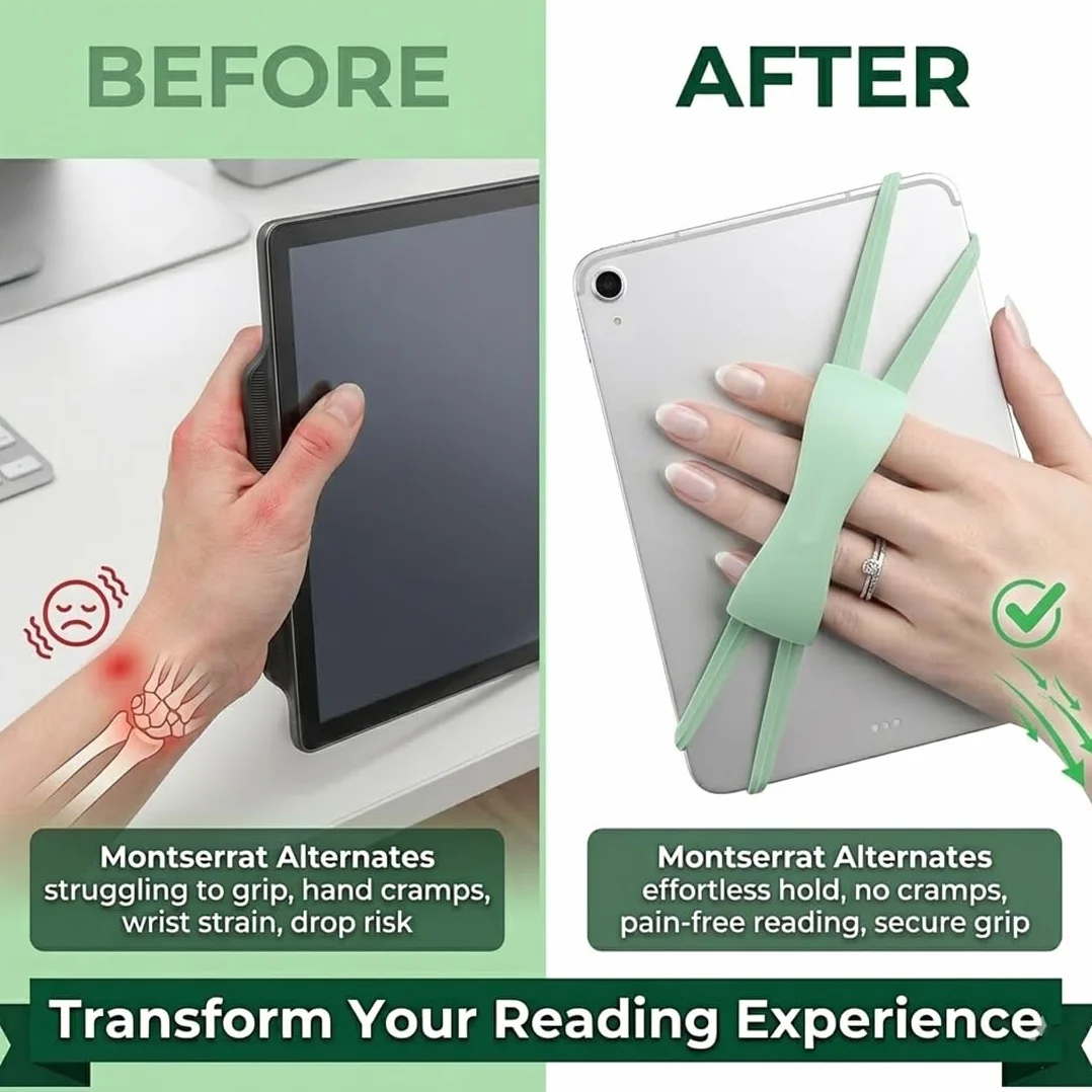 Cinturino da Mano per eReader 6-8 Pollici, Supporto Elastico Antiscivolo Verde