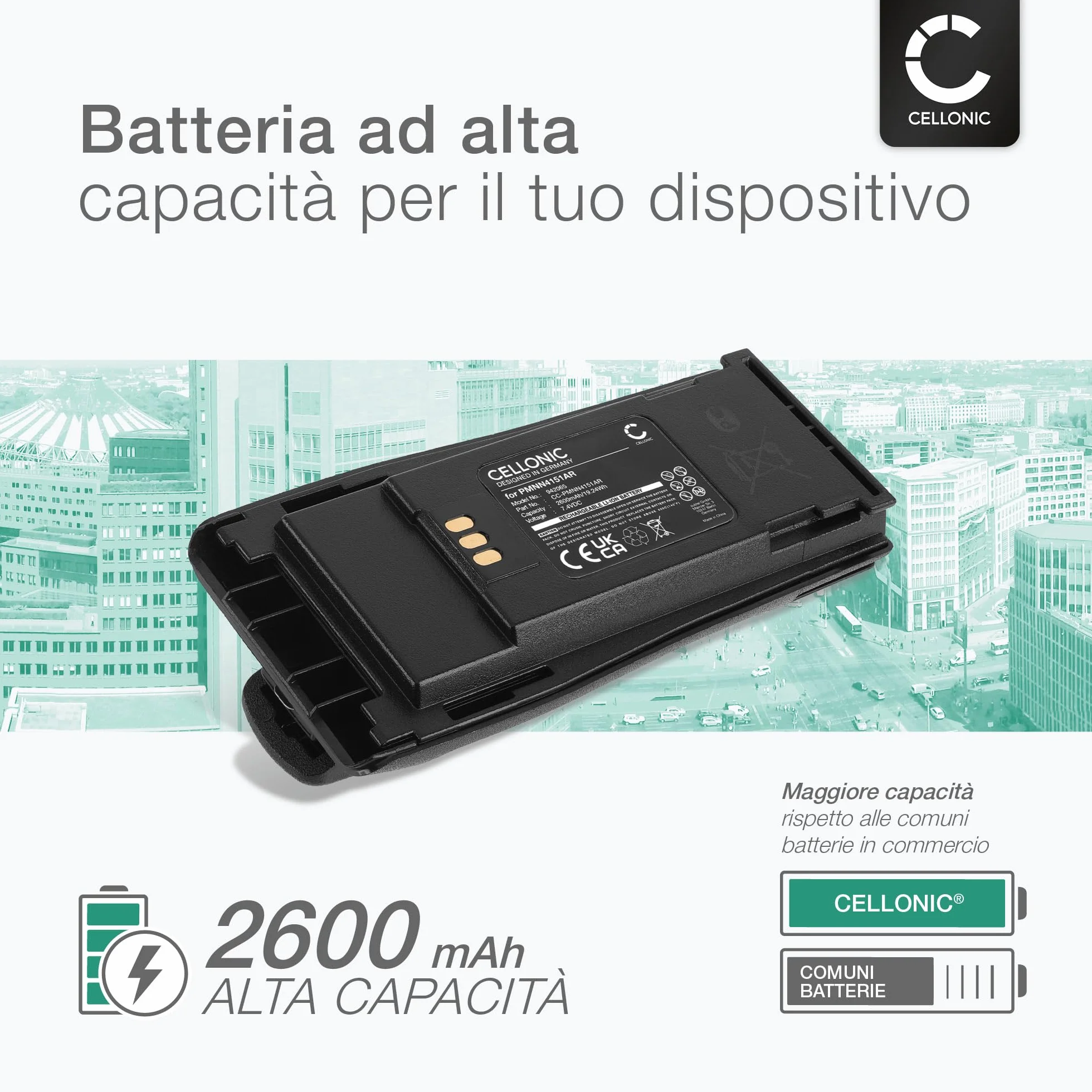 CELLONIC Batteria Compatibile Motorola DP1400 CP040 CP200D PMNN4253AR 2600mAh 7.4V