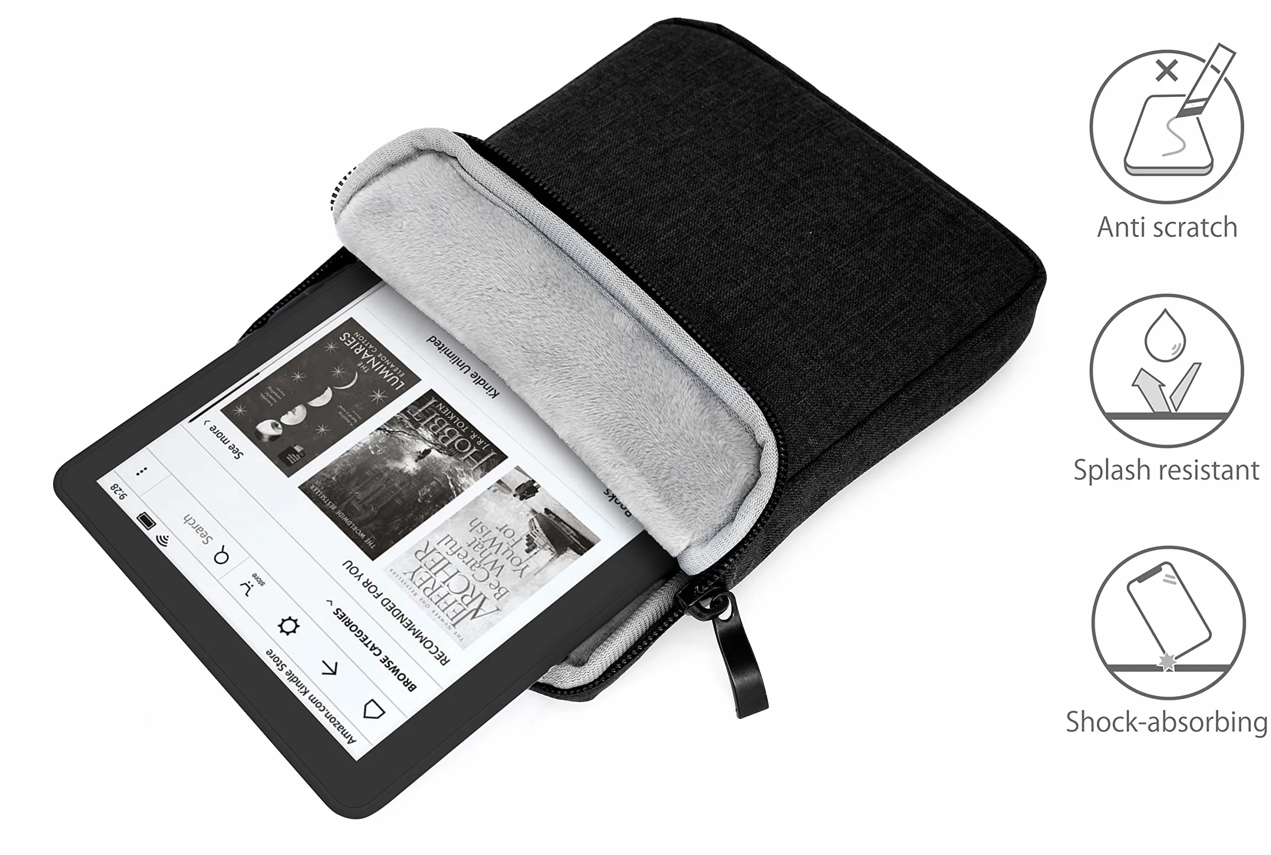 MyGadget Borsa Nylon 6,8" Case Protettiva per Kindle Paperwhite 11a Generazione Smartphone Nero