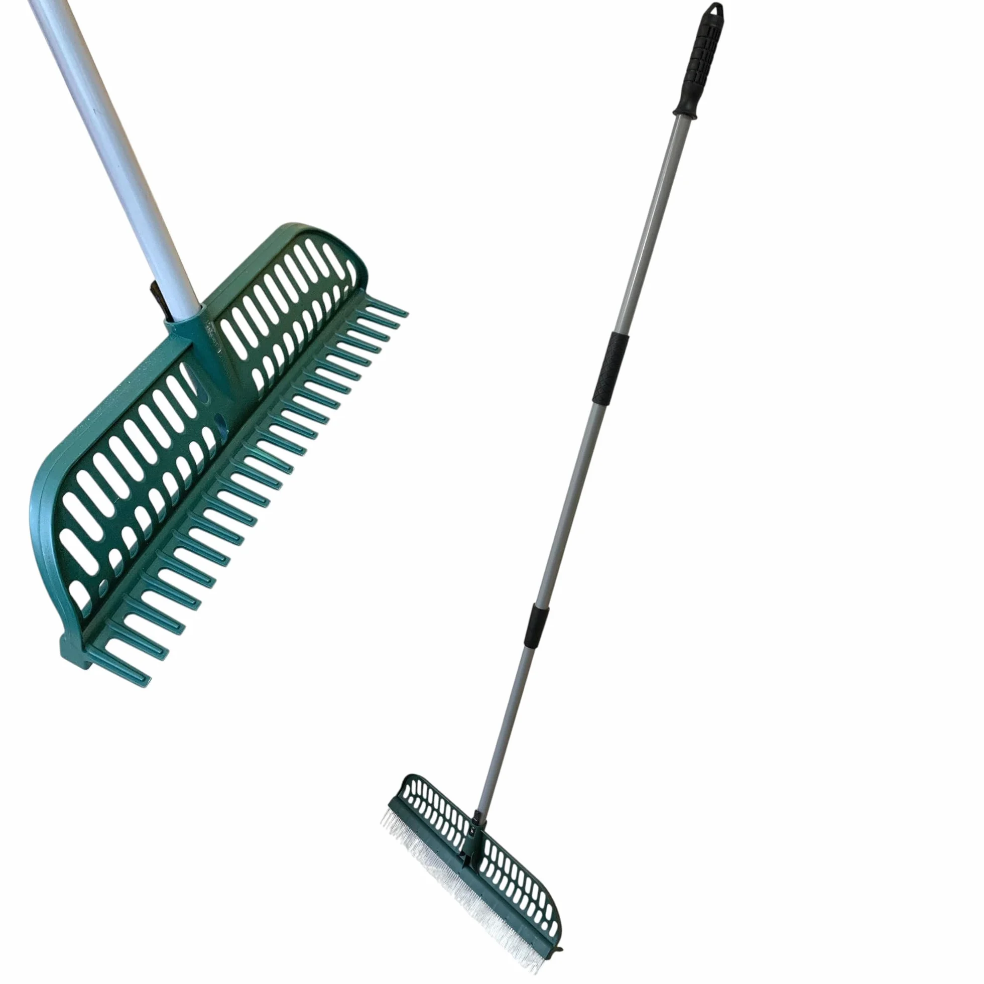 Scopa Rastrello Prato Sintetico a Doppia Faccia Spazzola Pulizia Erba Artificiale Setole in Poliammide Larghezza 45cm per Pulizia Giardino, Tappeti e Peli Animali