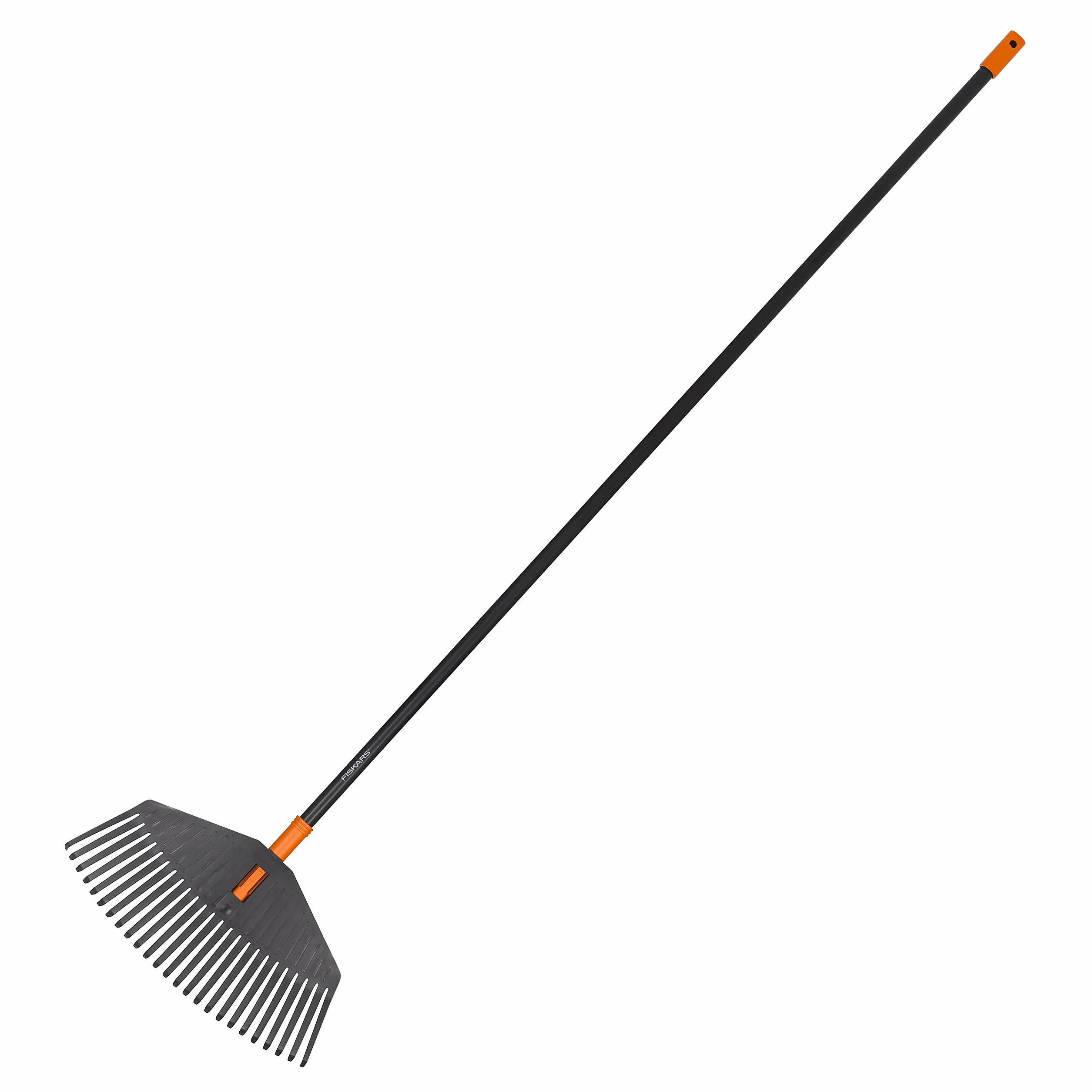 Fiskars Rastello, Assemblato Scopa per Foglie, 25, Lunghezza: 170 cm, Larghezza: 41,5 cm, Denti in plastica/Manico in Alluminio, Nero/Arancione, M, Solid, 1003464